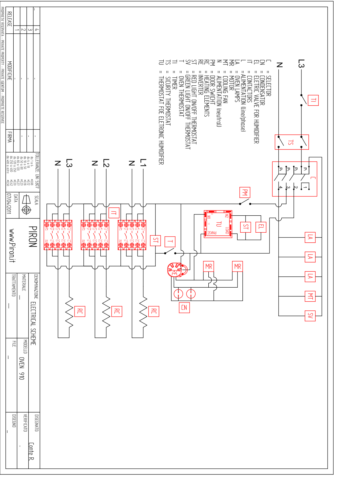 Apach OVEN 910 ELECTRICAL SCHEME