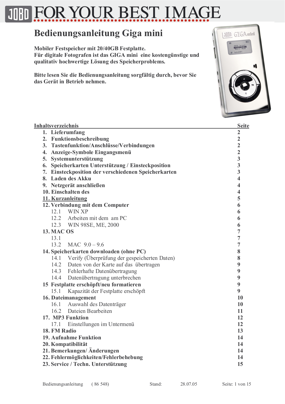 Jobo GIGA MINI User Manual