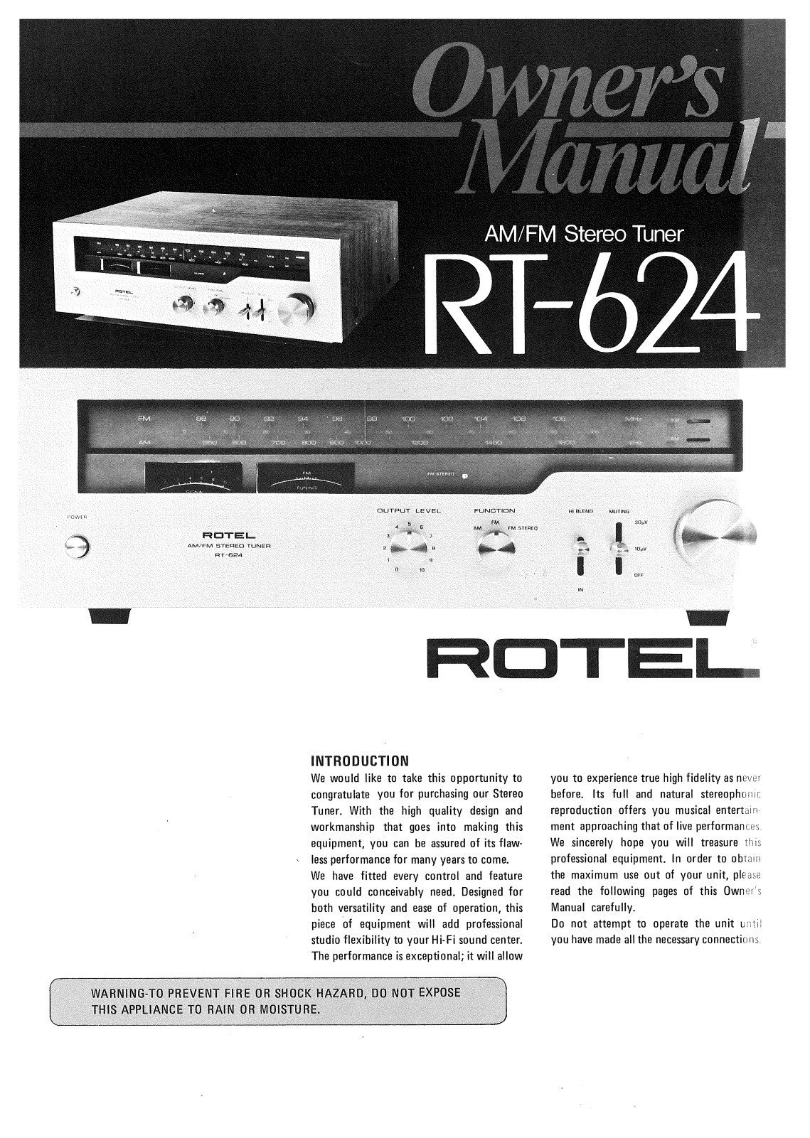 Rotel RT-624 User Manual