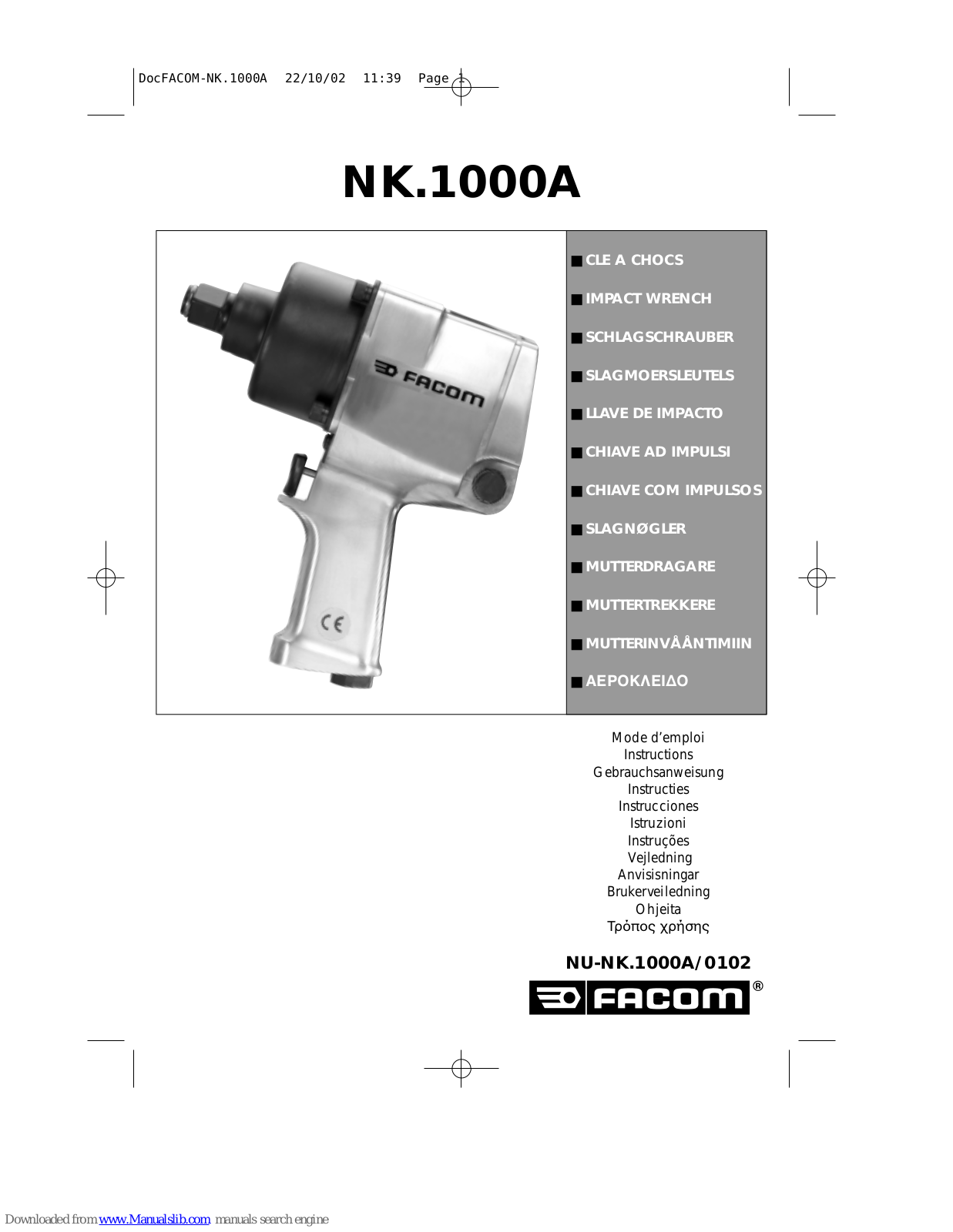 Facom NK.1000A, NM.1000A Instructions Manual