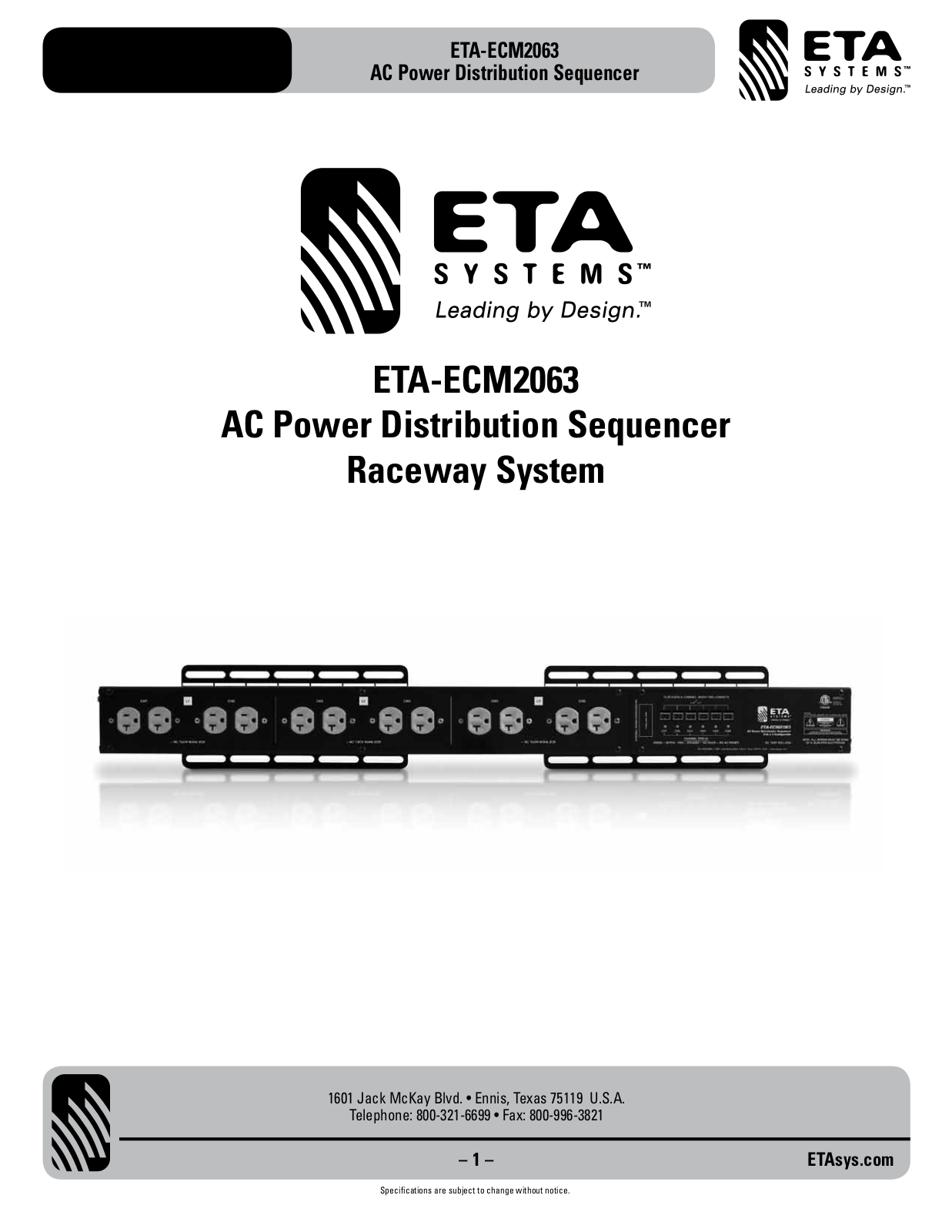 ETA Systems eta-ecm2063 User Manual