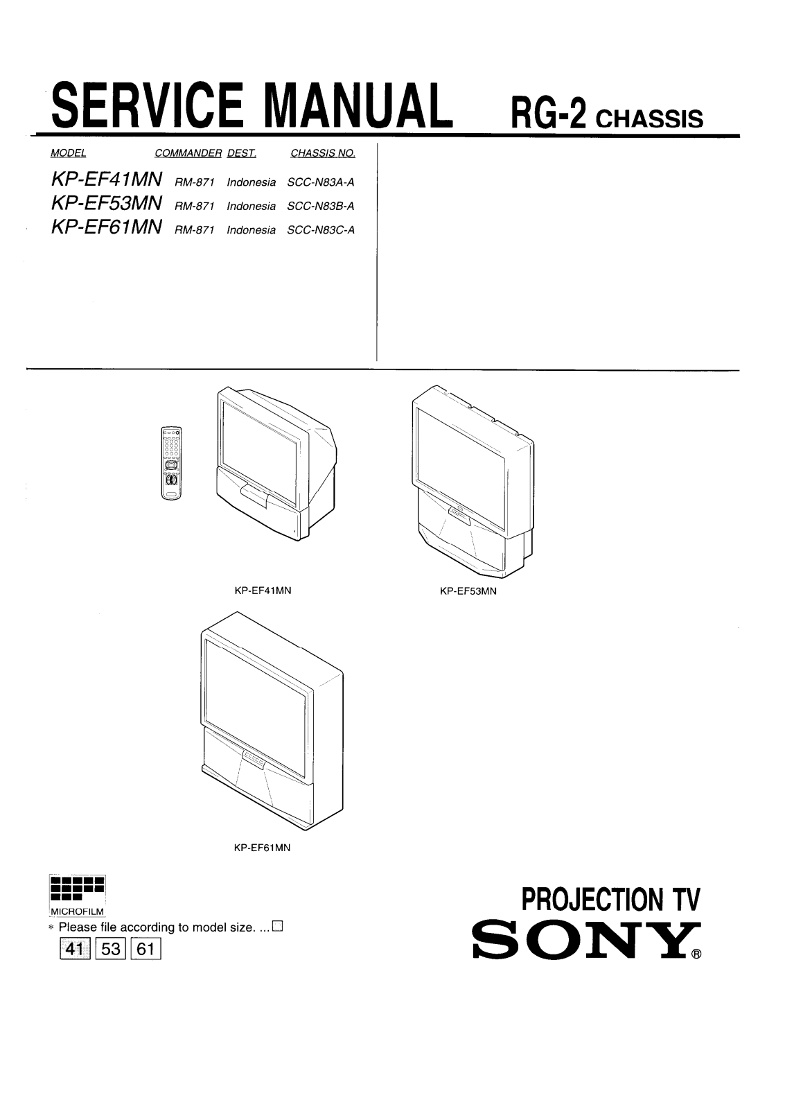 SONY KP-EF41MN, KP-EF53MN, KP-EF61MN SERVICE MANUAL 1