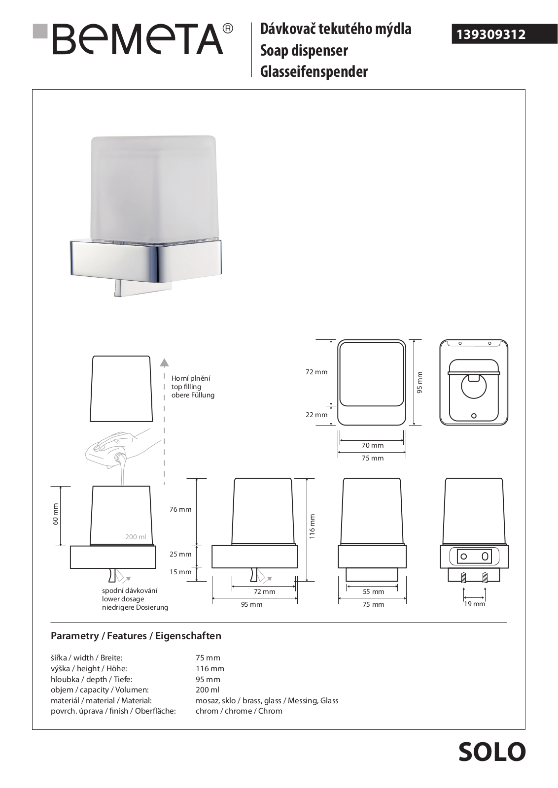 Bemeta Solo 139309312 User guide