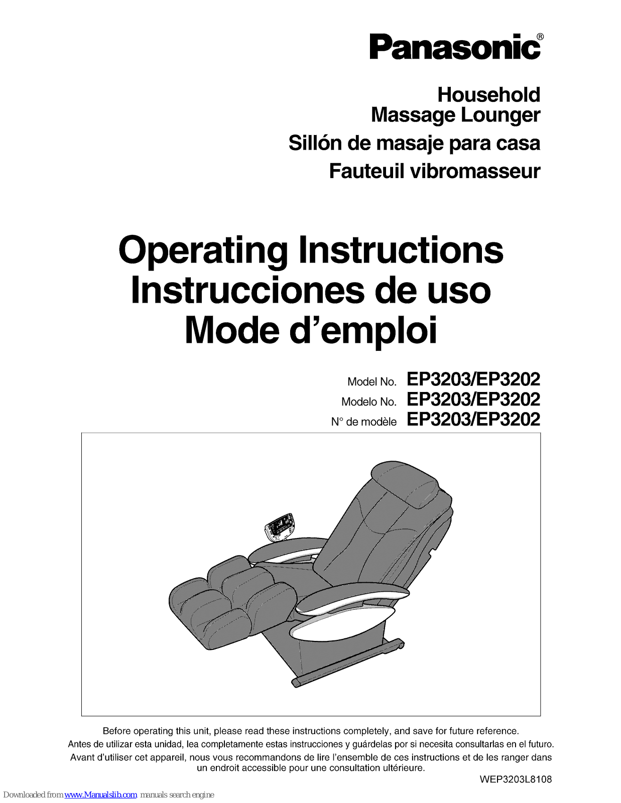 Panasonic EP3202KU, EP3202HU, EP3202, EP3203 Operating Instructions Manual