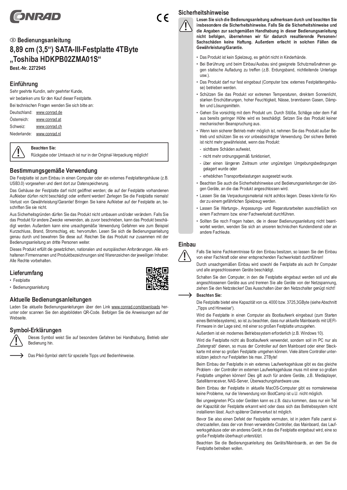 Toshiba HDKPB02ZMA01S User guide