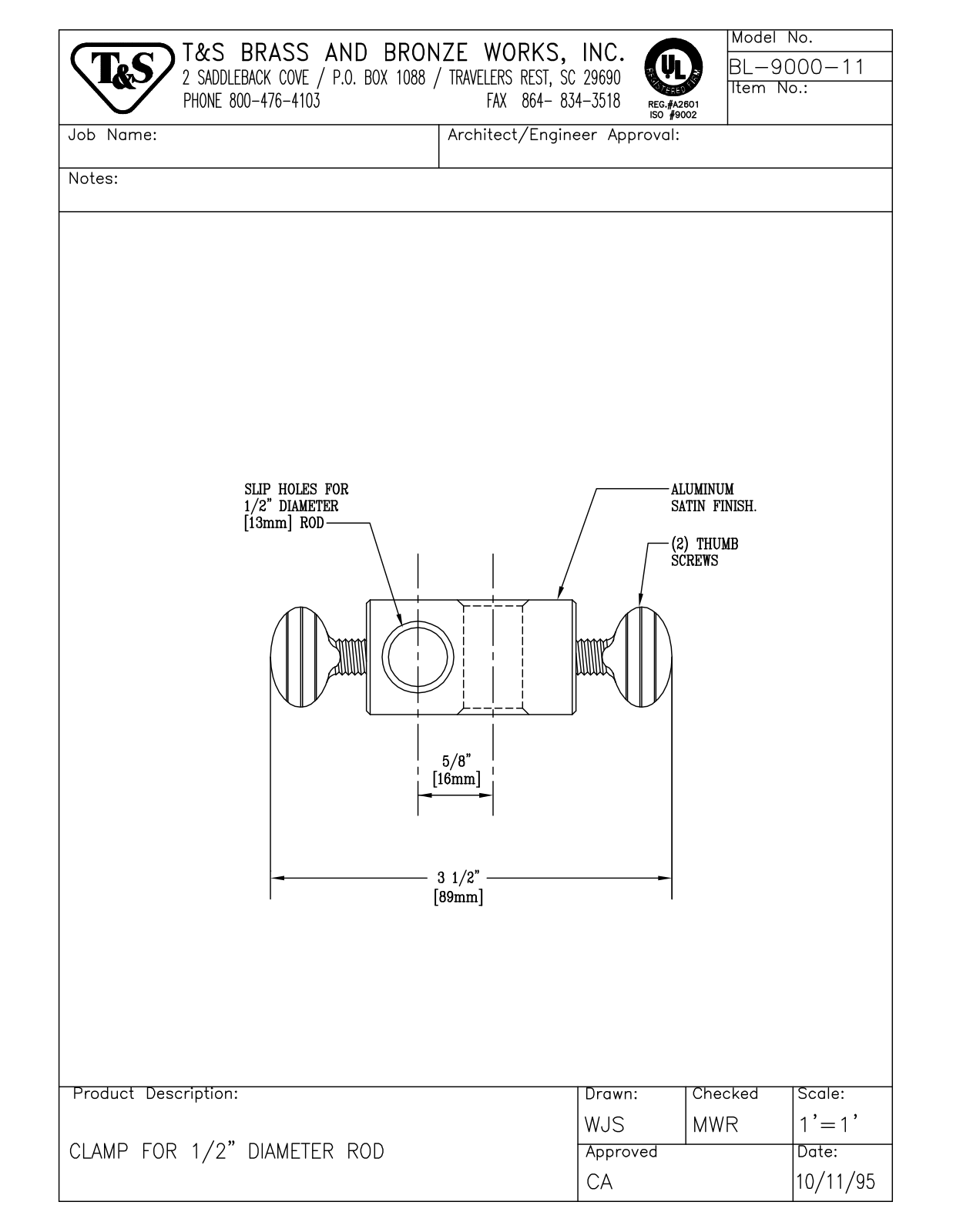 T&S Brass BL-9000-11 User Manual