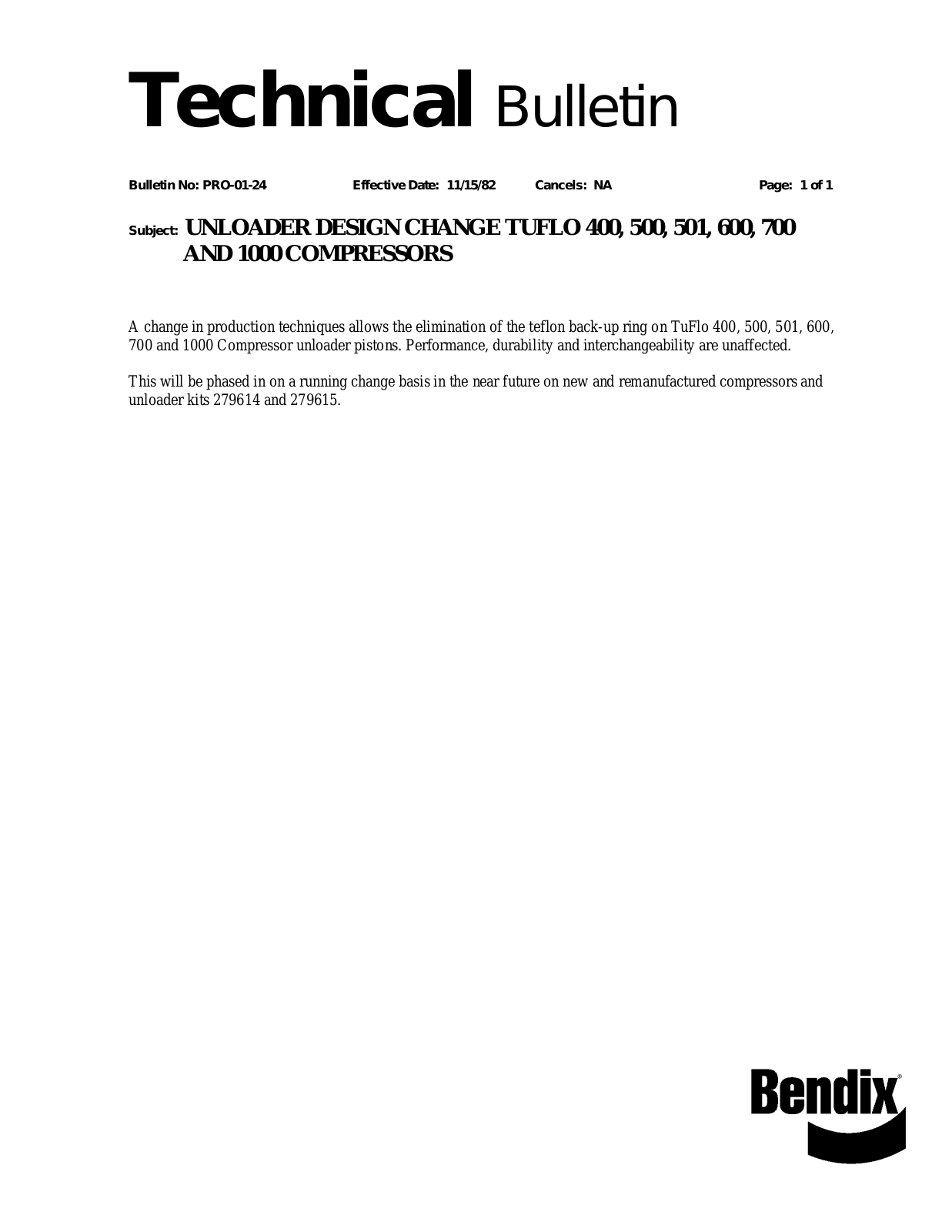 BENDIX TCH-001-024 User Manual