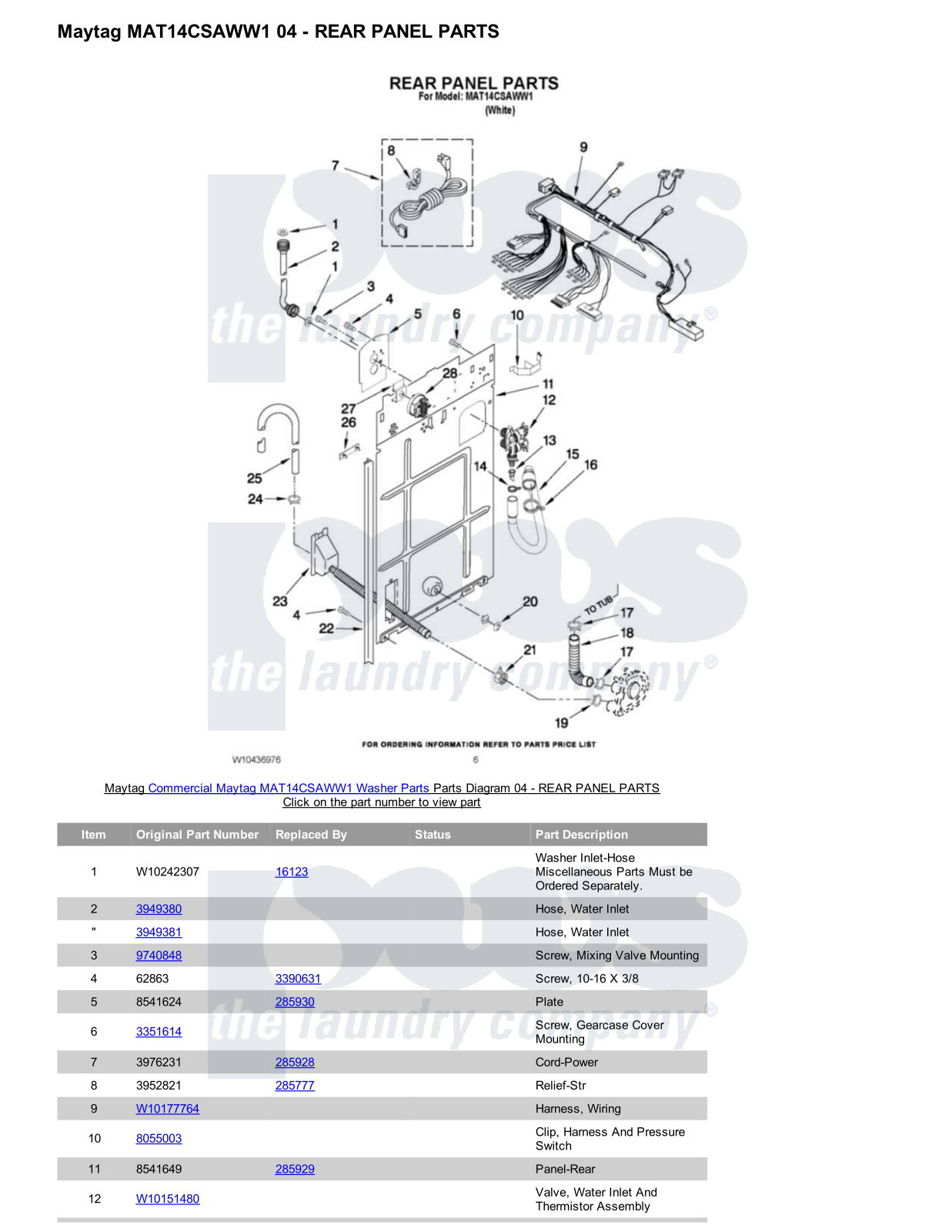 Maytag MAT14CSAWW1 Parts Diagram