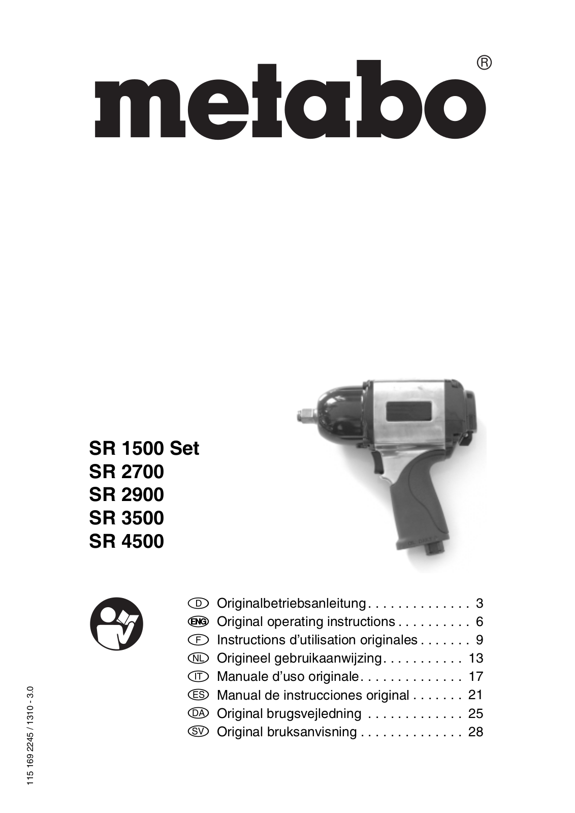 Metabo SR 3500, SR 4500, SR 2900, SR 1500, SR 2700 Original Operating Instructions