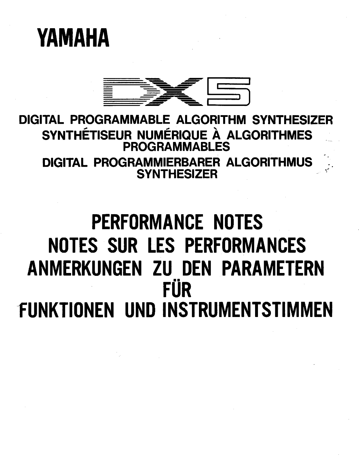 Yamaha DX5 User Guide