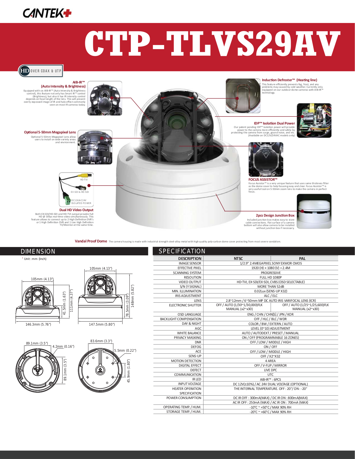 Cantek Plus CTP-TLVS29AV Specsheet