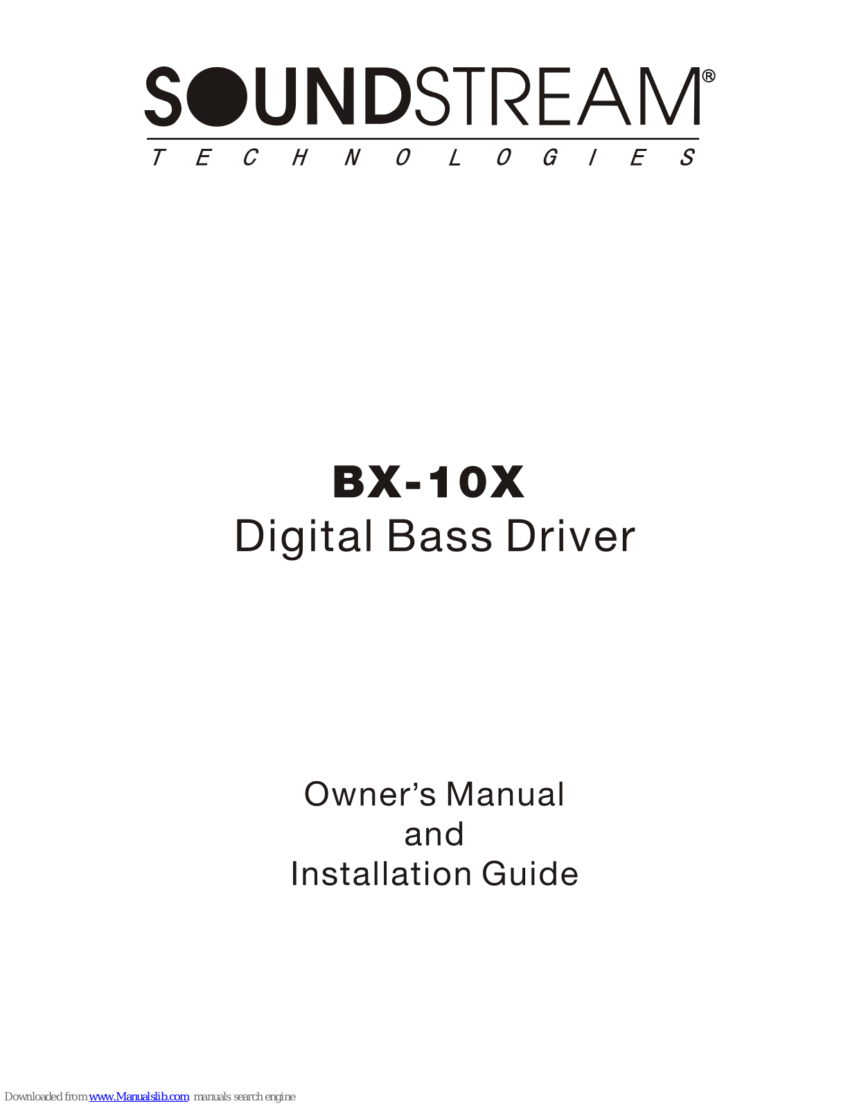 Soundstream BX-10X Owner's Manual