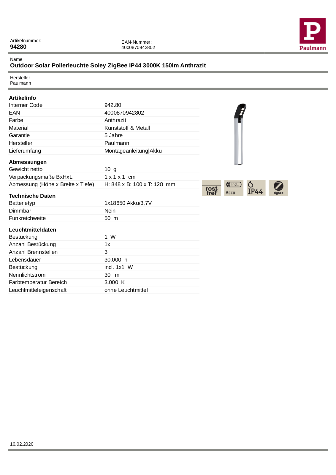 PAULMANN PLM 94280 Datasheet - ManualMachine.com