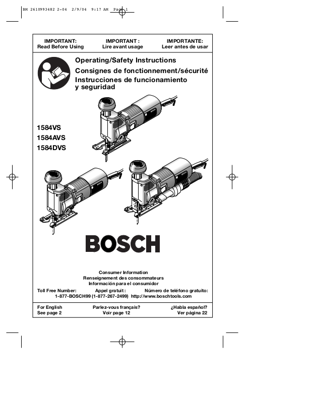 Bosch 1584DVS 1584AVS 1584VS User Manual