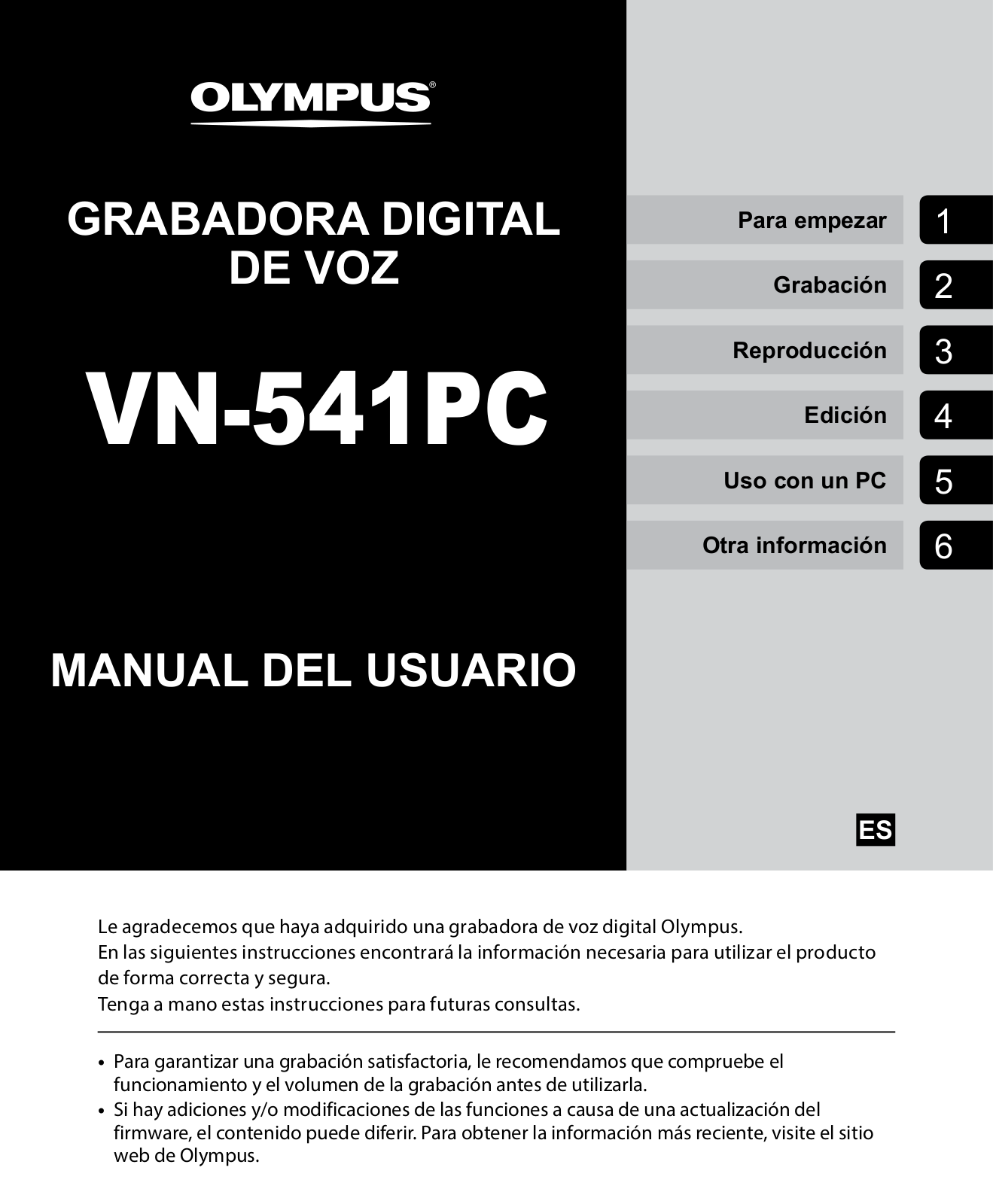 Olympus VN 540PC Manual de Usuario