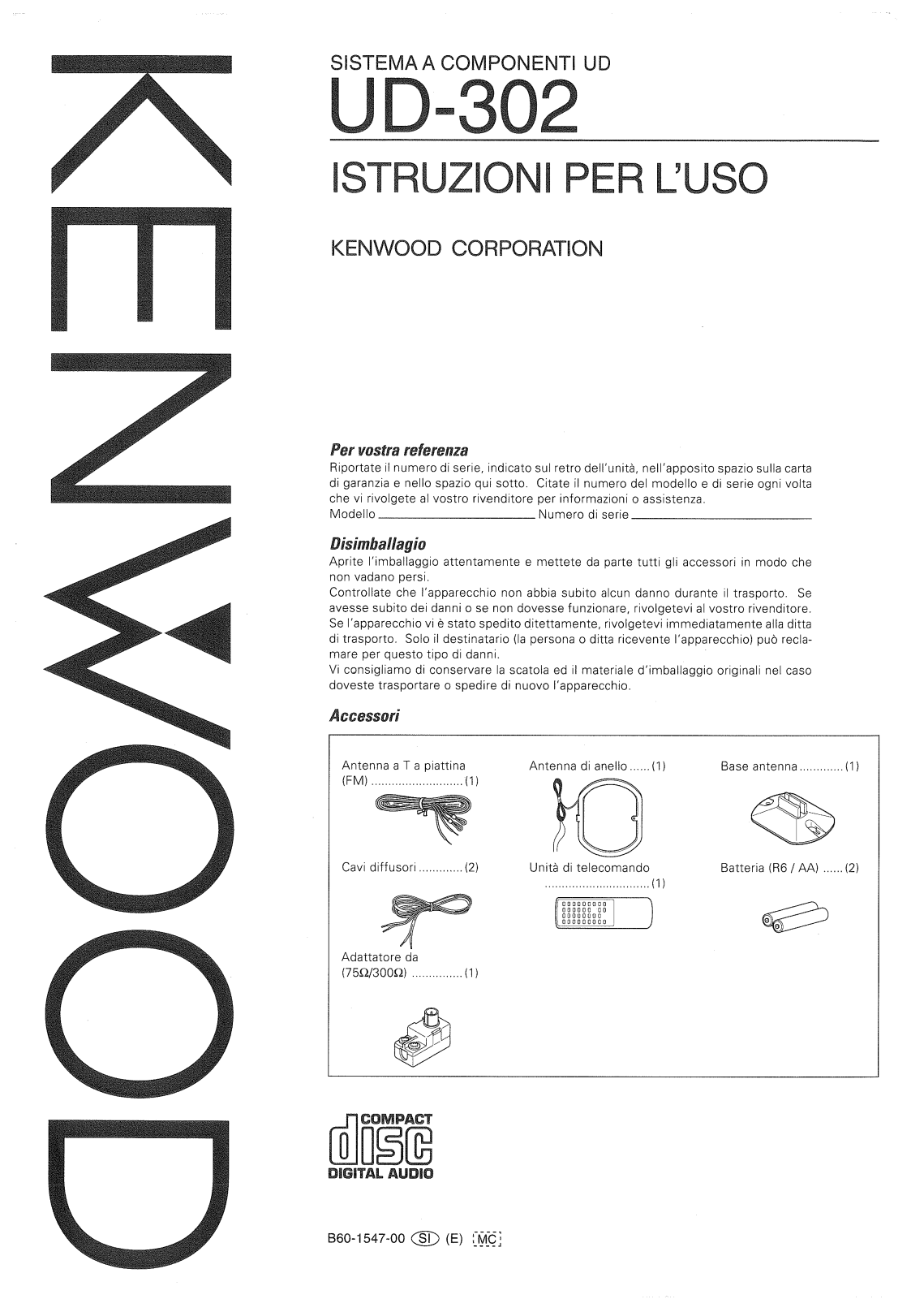 Kenwood UD-302 User Manual