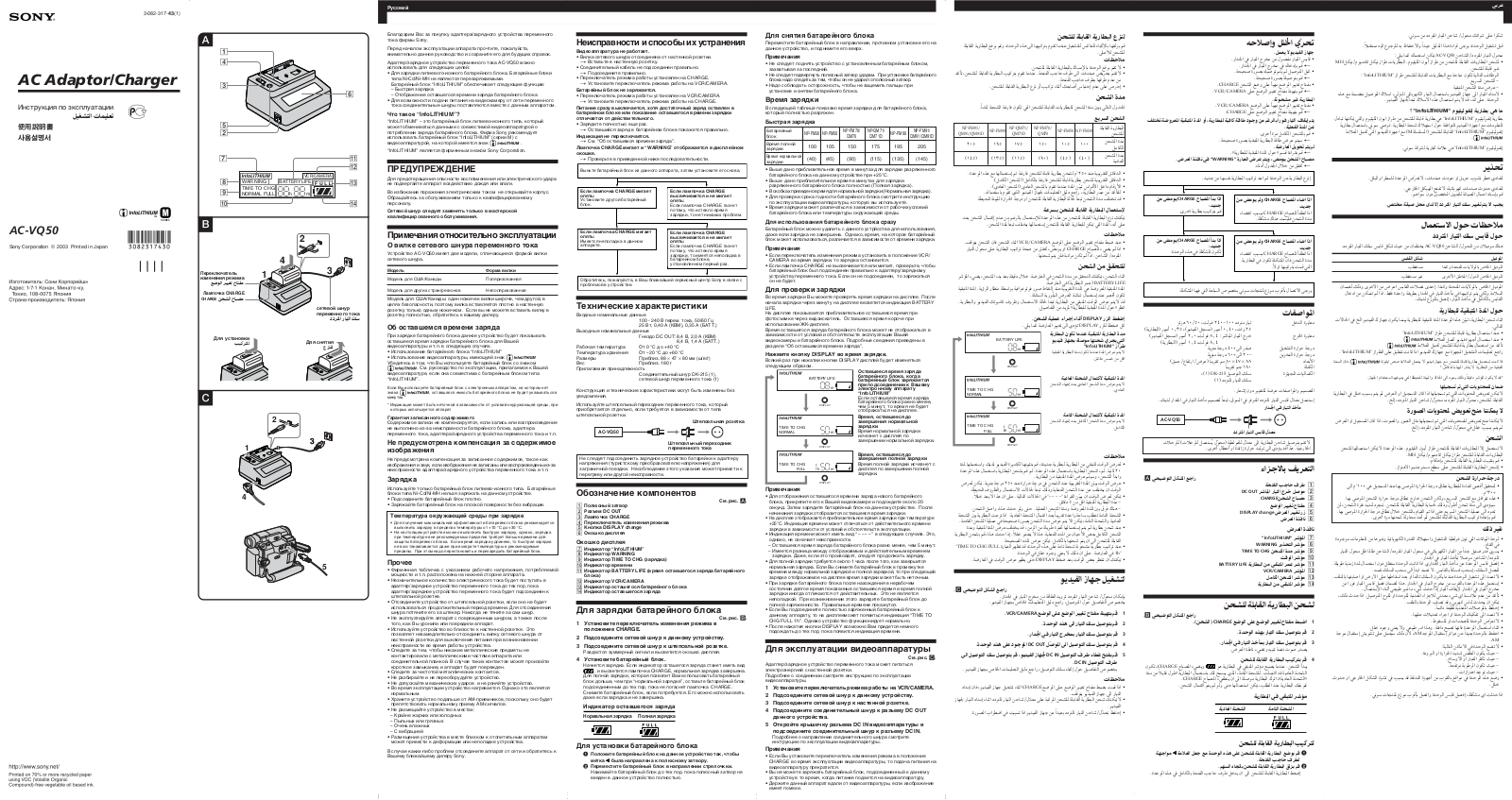 Sony AC-VQ50 User Manual