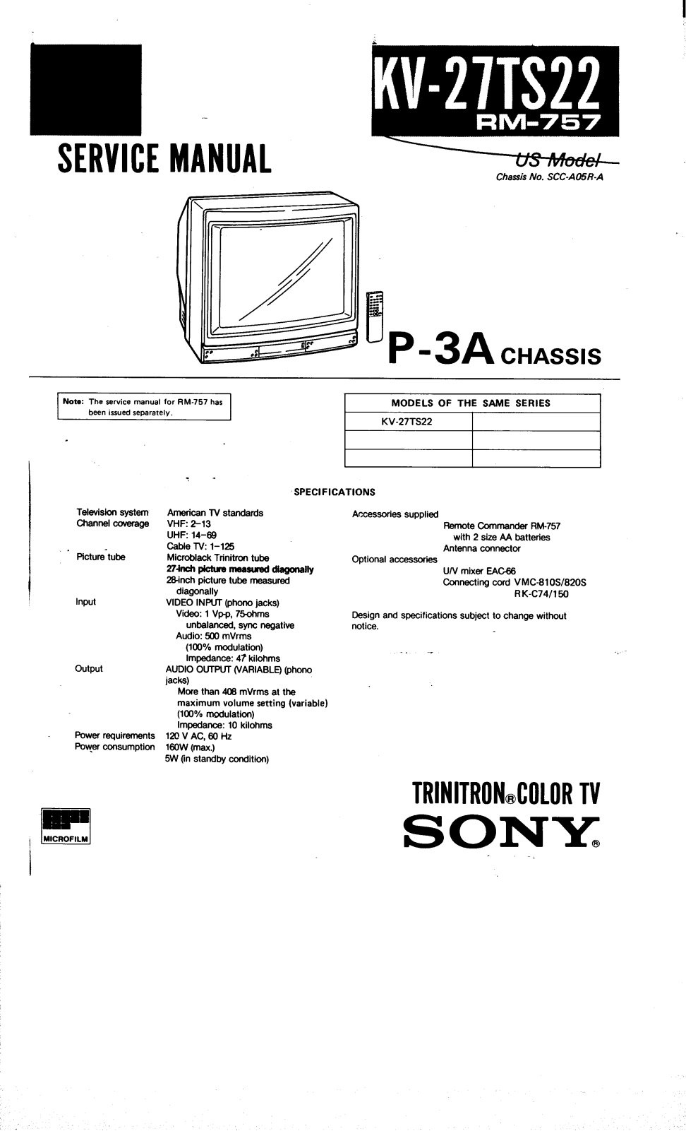 Sony KV 27TS22 Service Manual