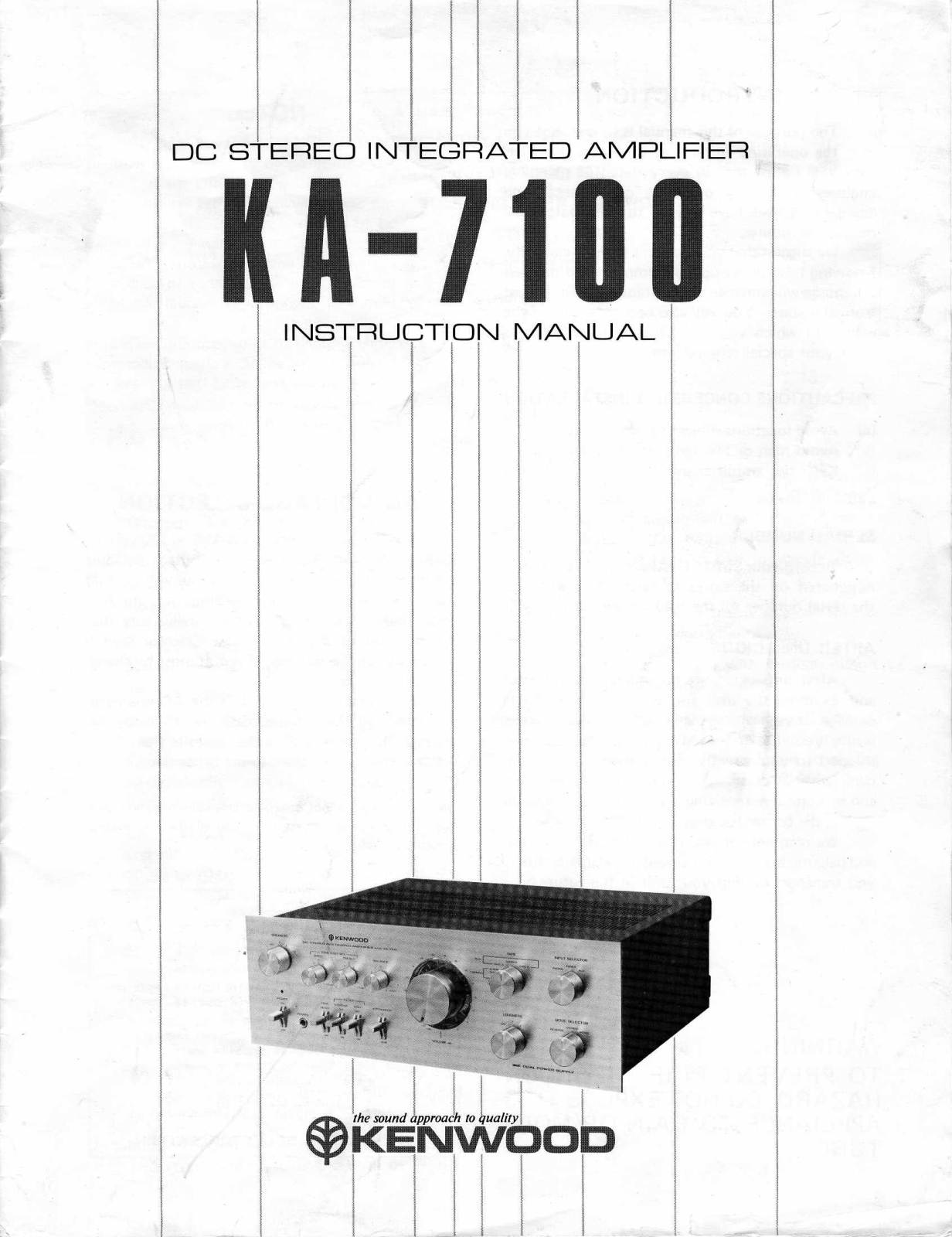 Kenwood KA-7100 Owners manual