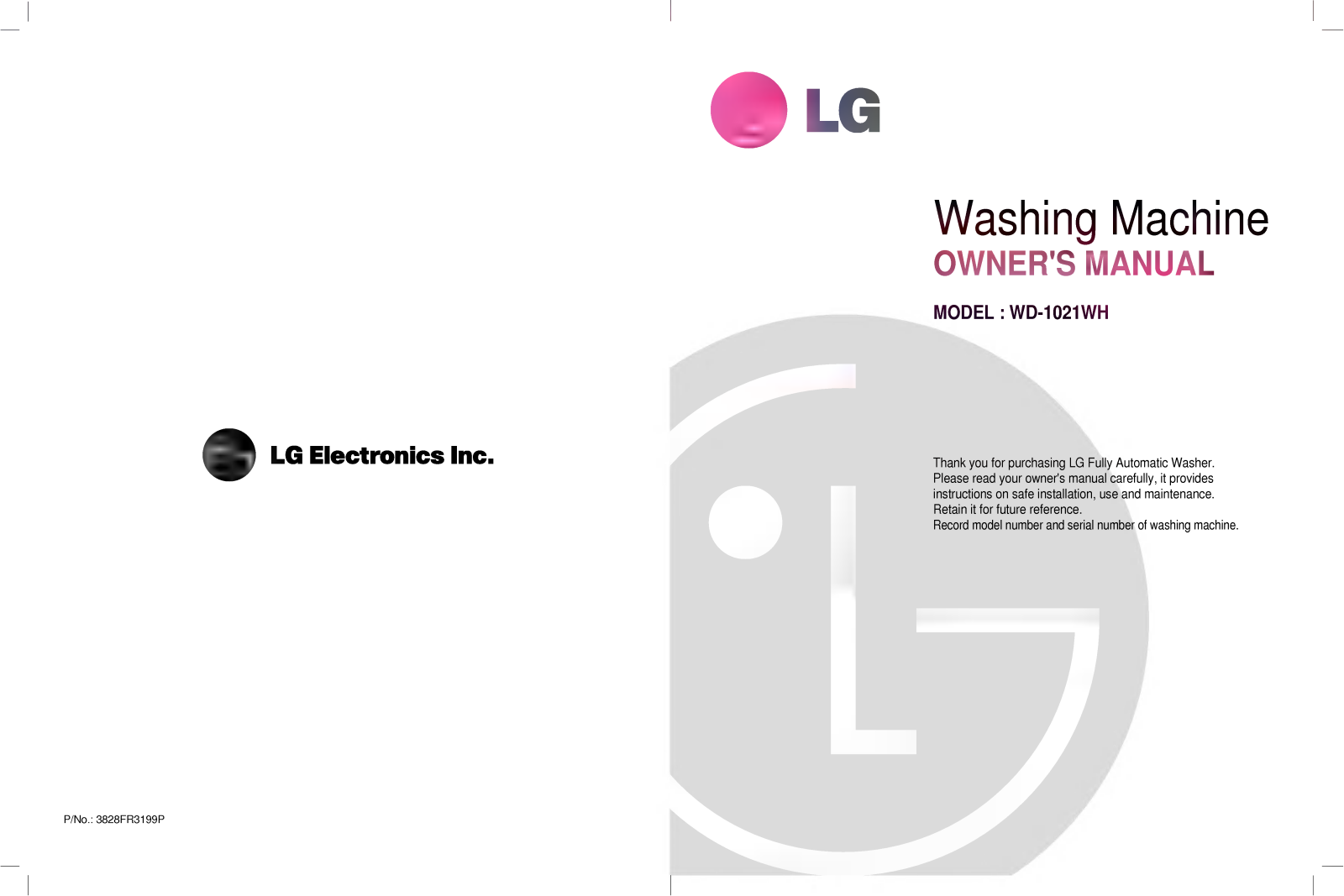 LG WD-1021WH Owner’s Manual