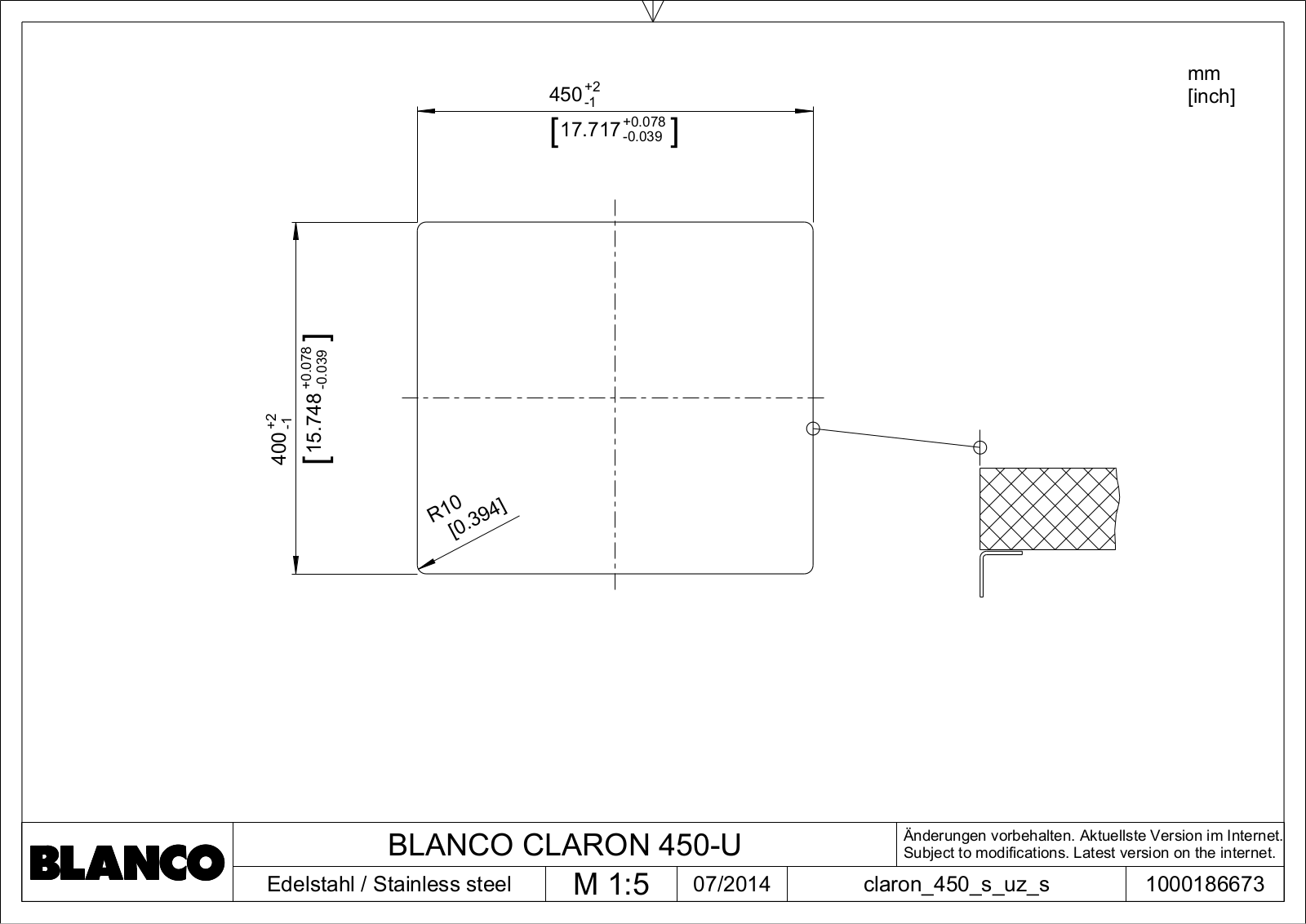 Blanco CLARON 450-U User guide