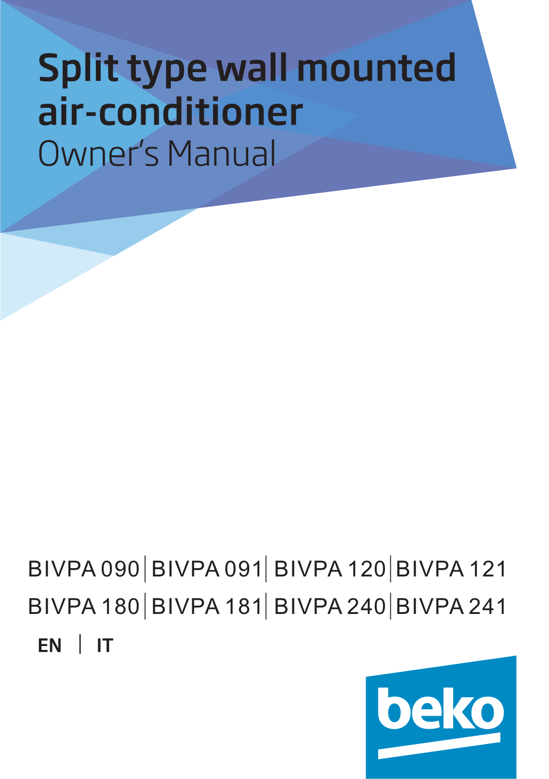 Beko BIVPA 240, BIVPA 180, BIVPA 120, BIVPA 090, BIVPA 091 User manual