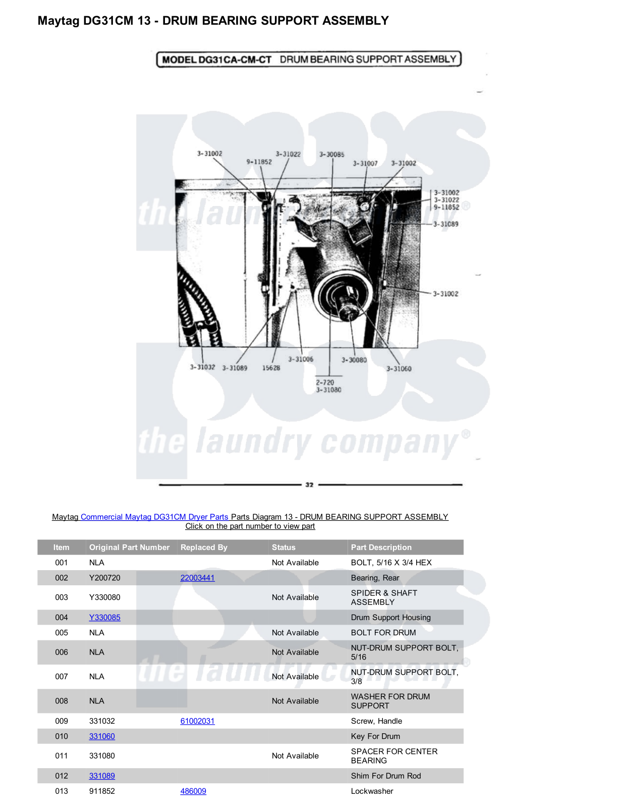 Maytag DG31CM Parts Diagram