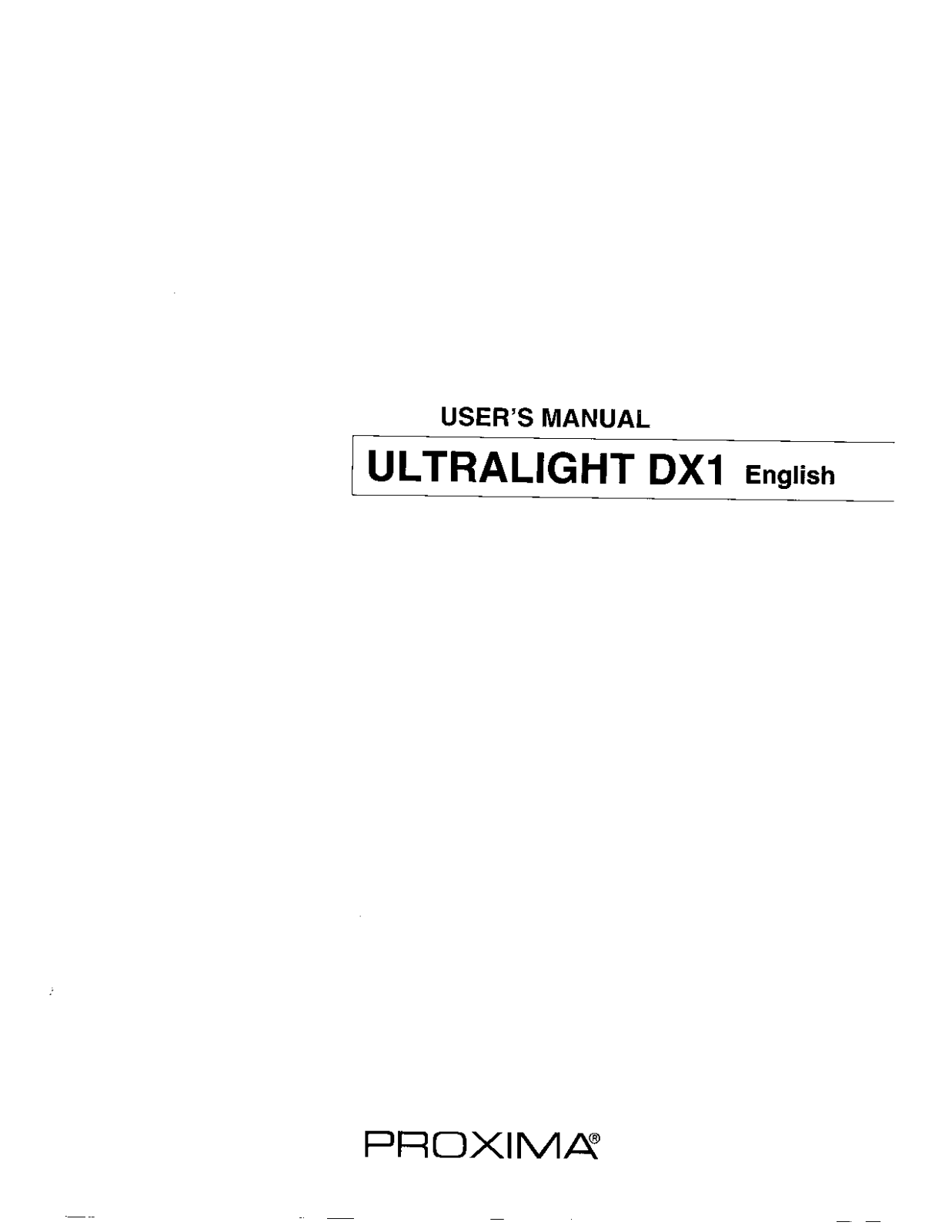 Proxima ULTRALIGHT DX1 User Manual