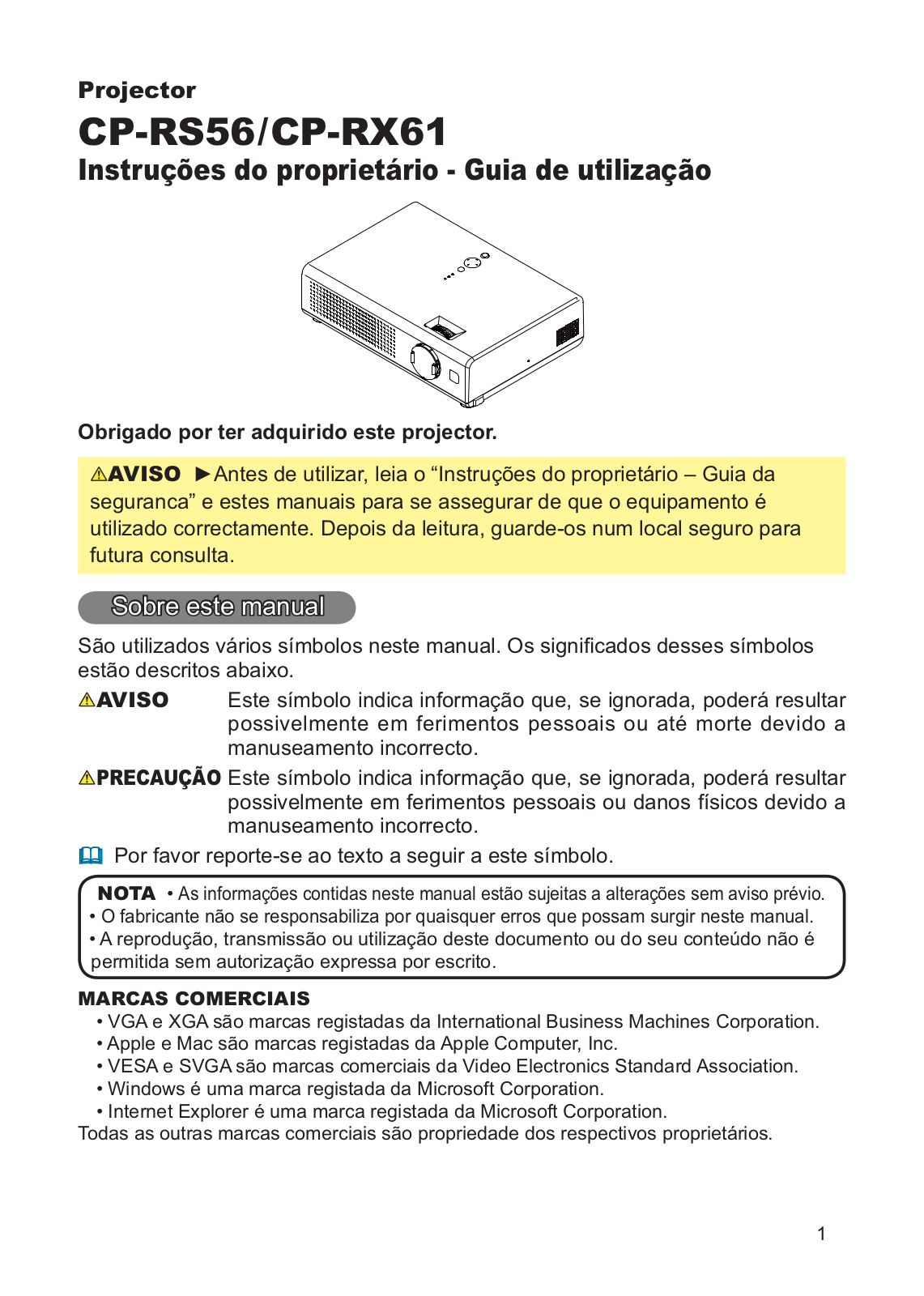 Hitachi CP-RS56W, CP-RX61W User Manual