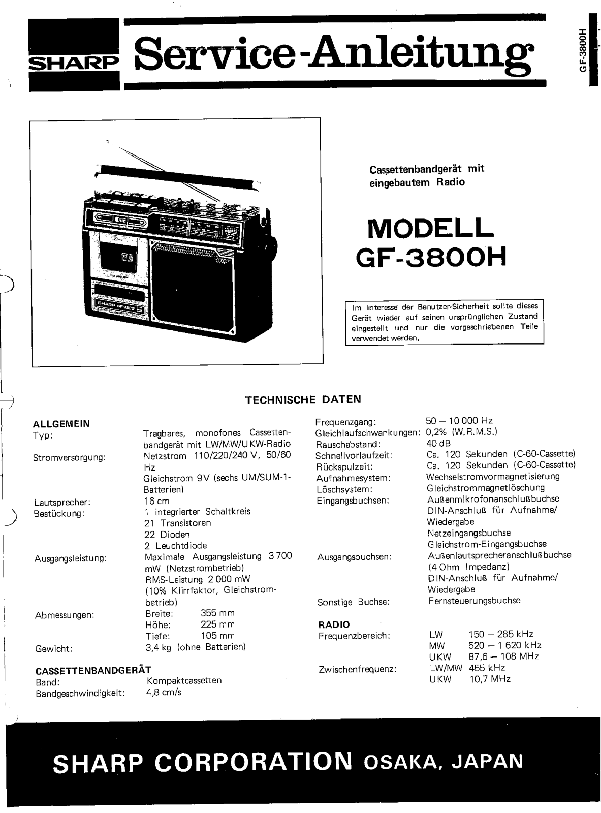 SHARP GF-3800 SERVICE MANUAL - ManualMachine.com