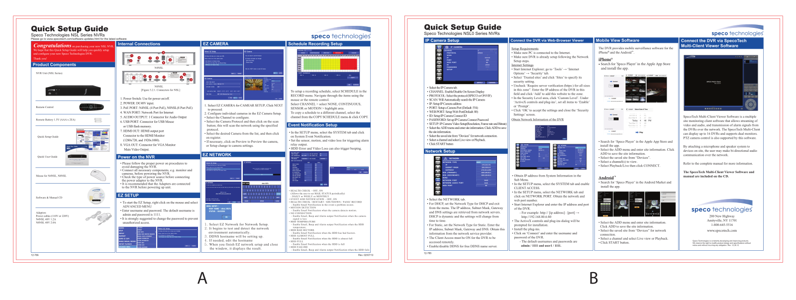 Speco N8NSL2TB, N4NSL1TB, ZIPL84D2, ZIPL84B2 Quick Setup Guide