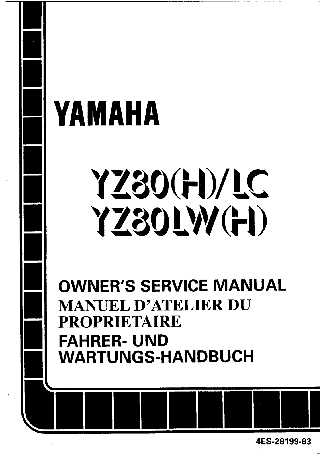 Yamaha YZ80 (H) LC Or LW (H) 1996 Owner's manual