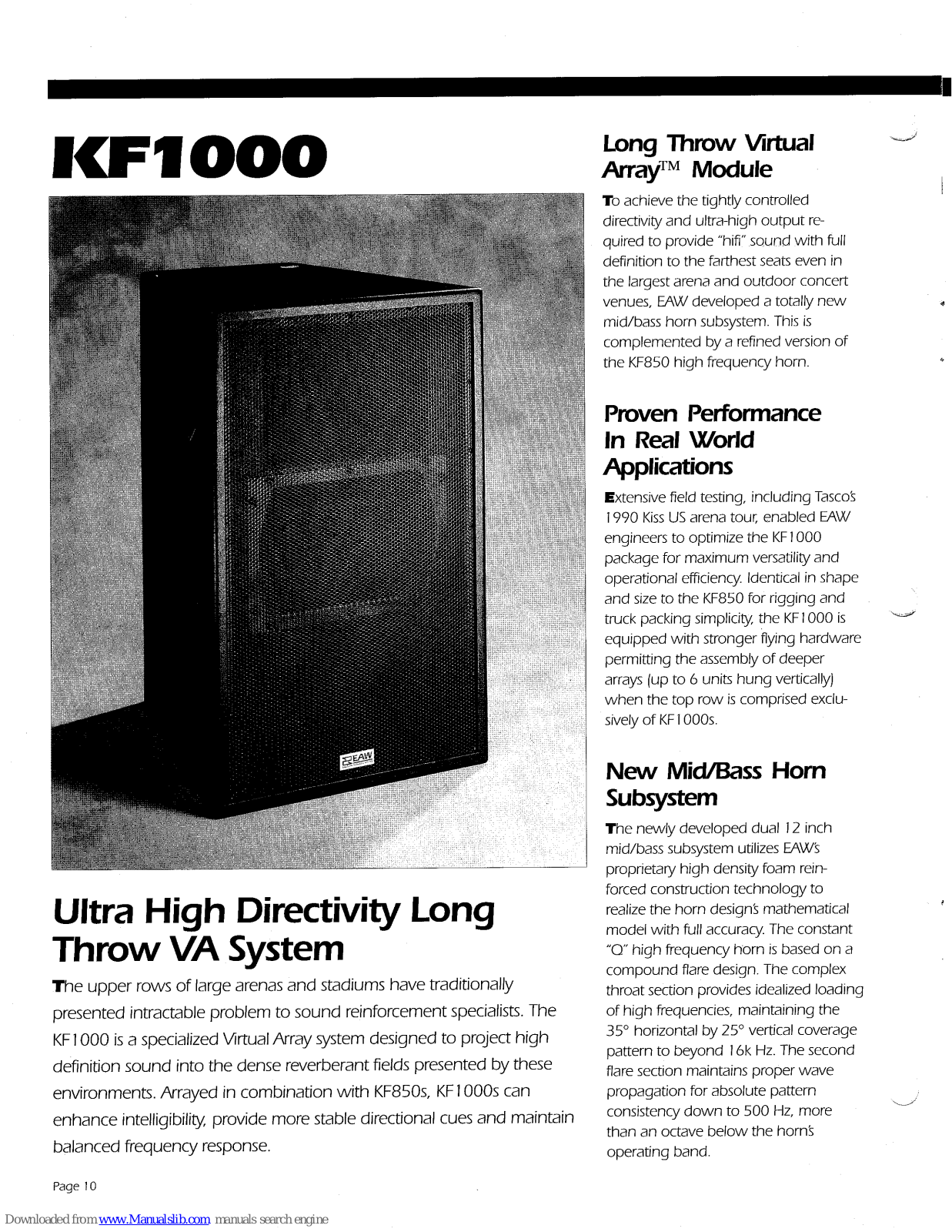 EAW Virtural Array KF1000 Brochure & Specs