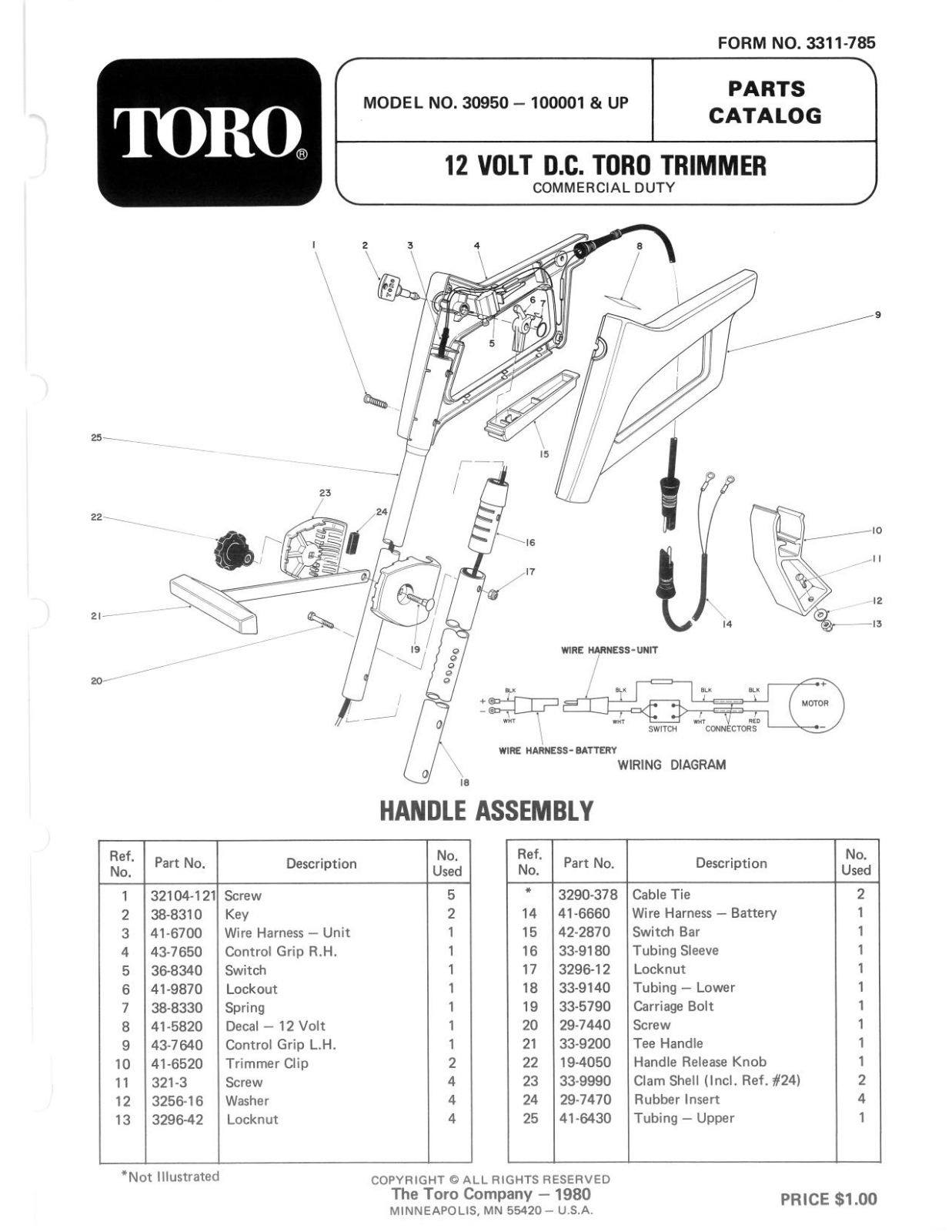 Toro 30950 Parts Catalogue