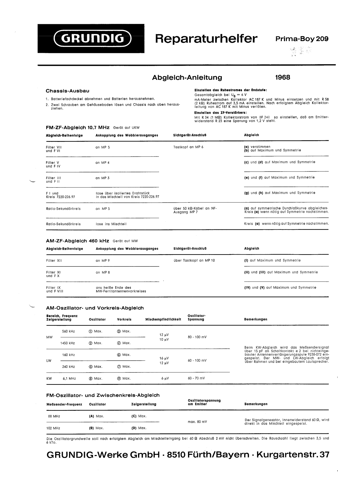 Grundig MV-4-Prima-Boy-209 Service Manual