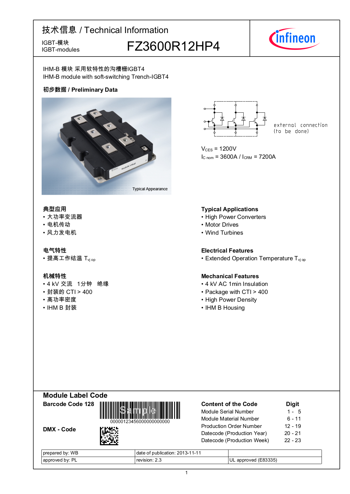 Infineon FZ3600R12HP4 Data Sheet