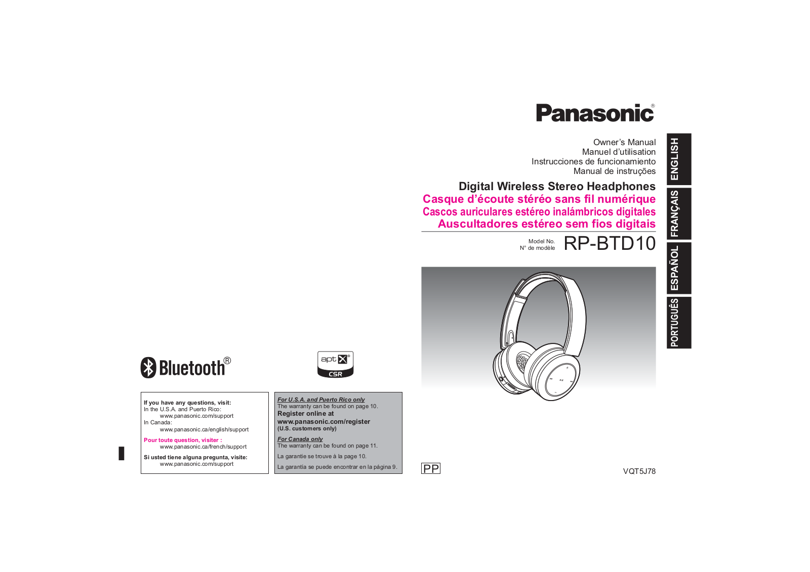 Panasonic of North America RP BTD10 User Manual