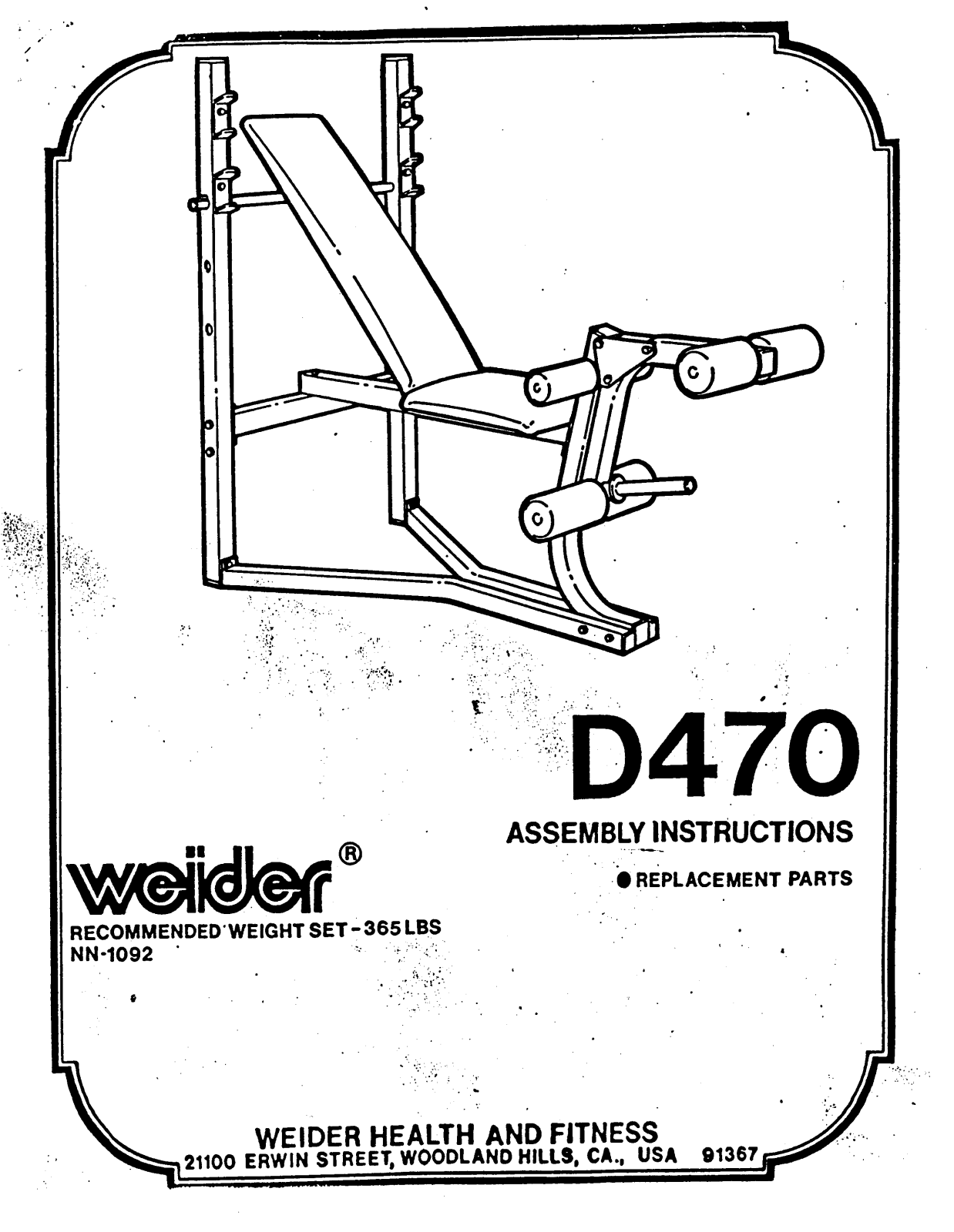 Weider D470 Owner's Manual