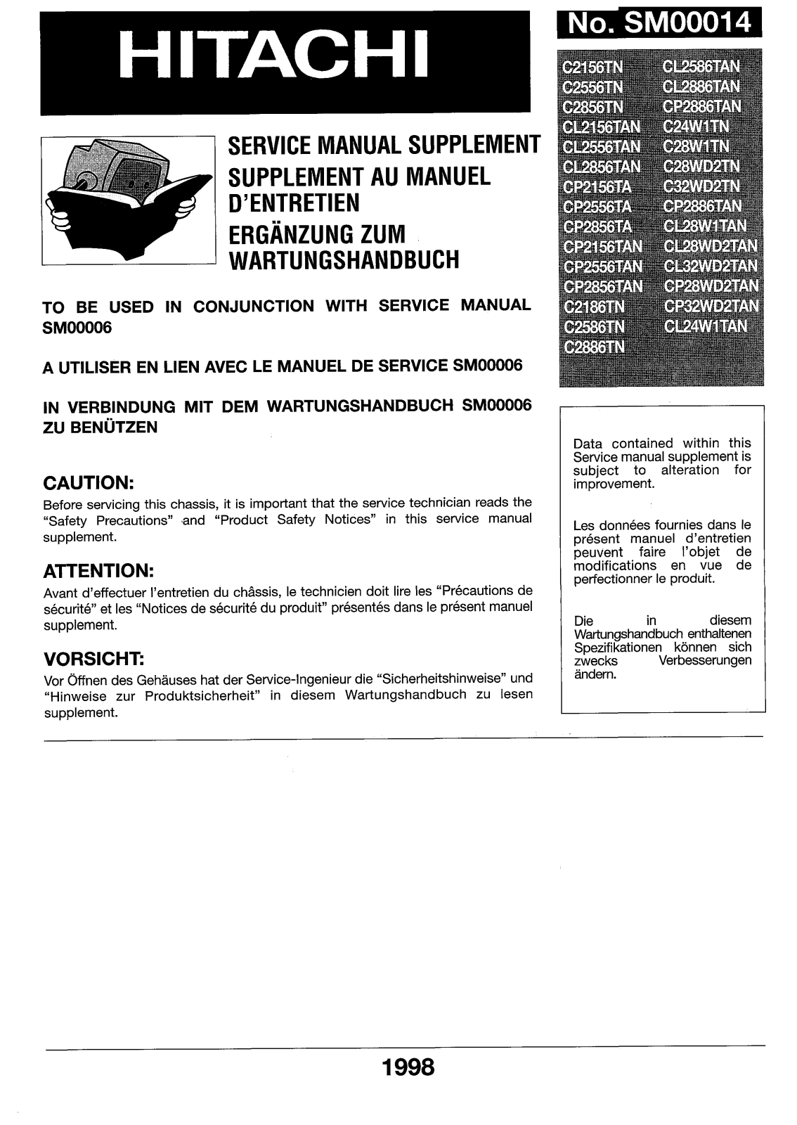 Hitachi SM00006 Service Manual