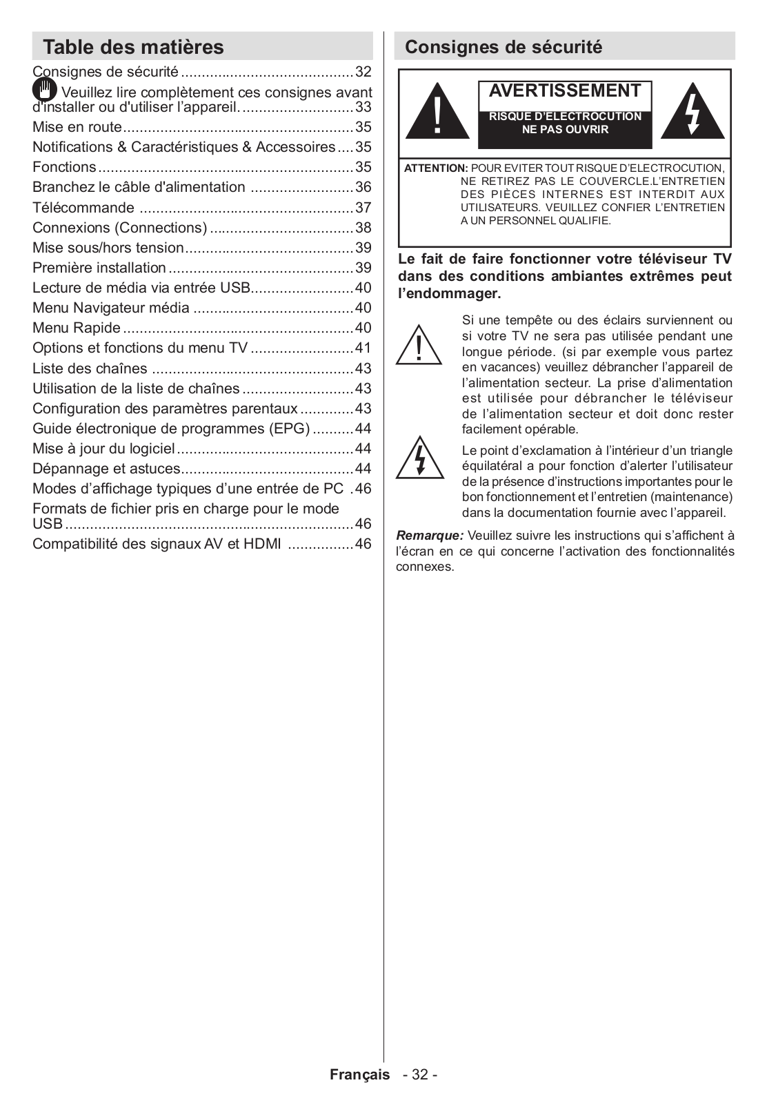 Telefunken D32H278A3 INSTRUCTION MANUAL