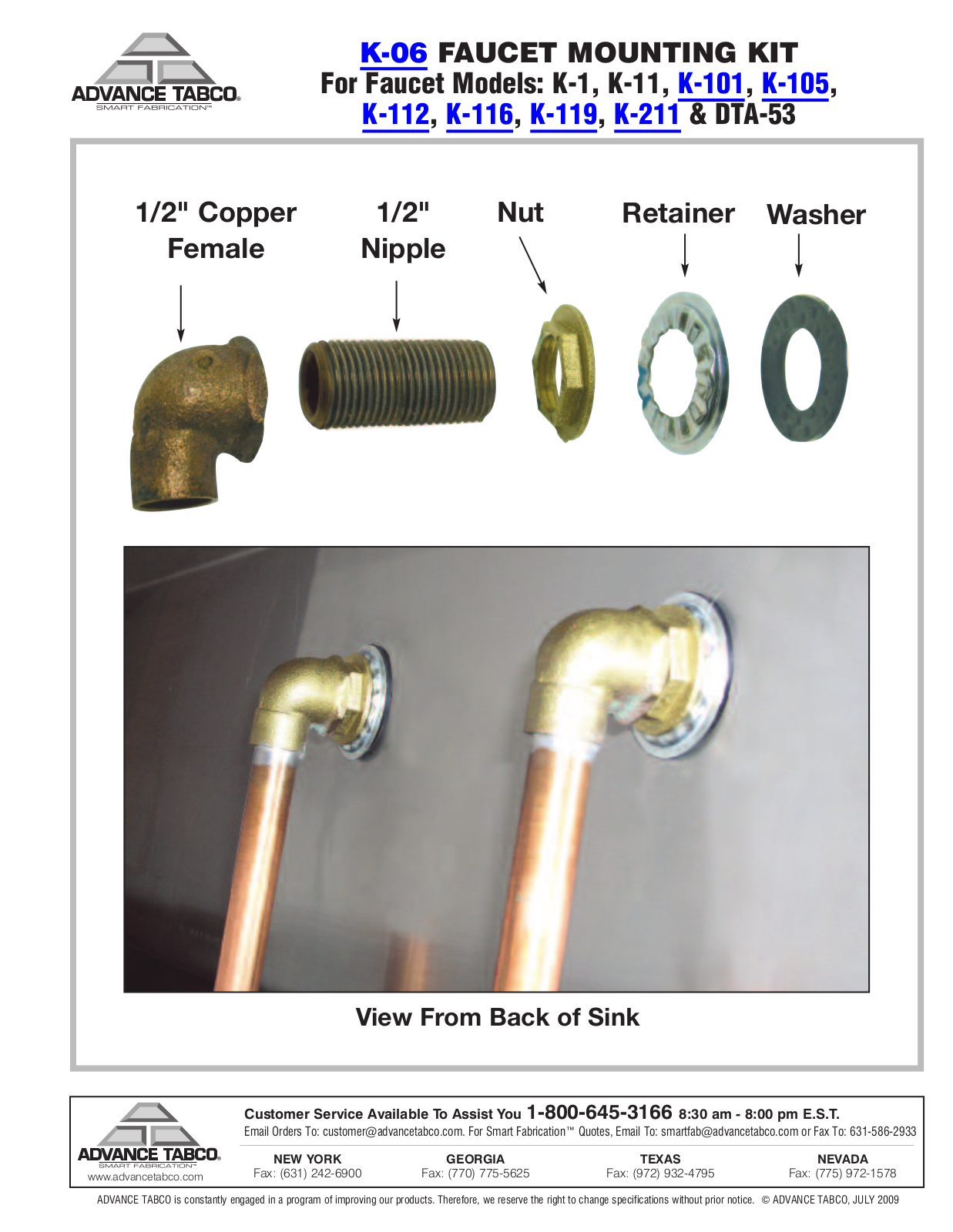 Advance Tabco K-116 Parts Manual