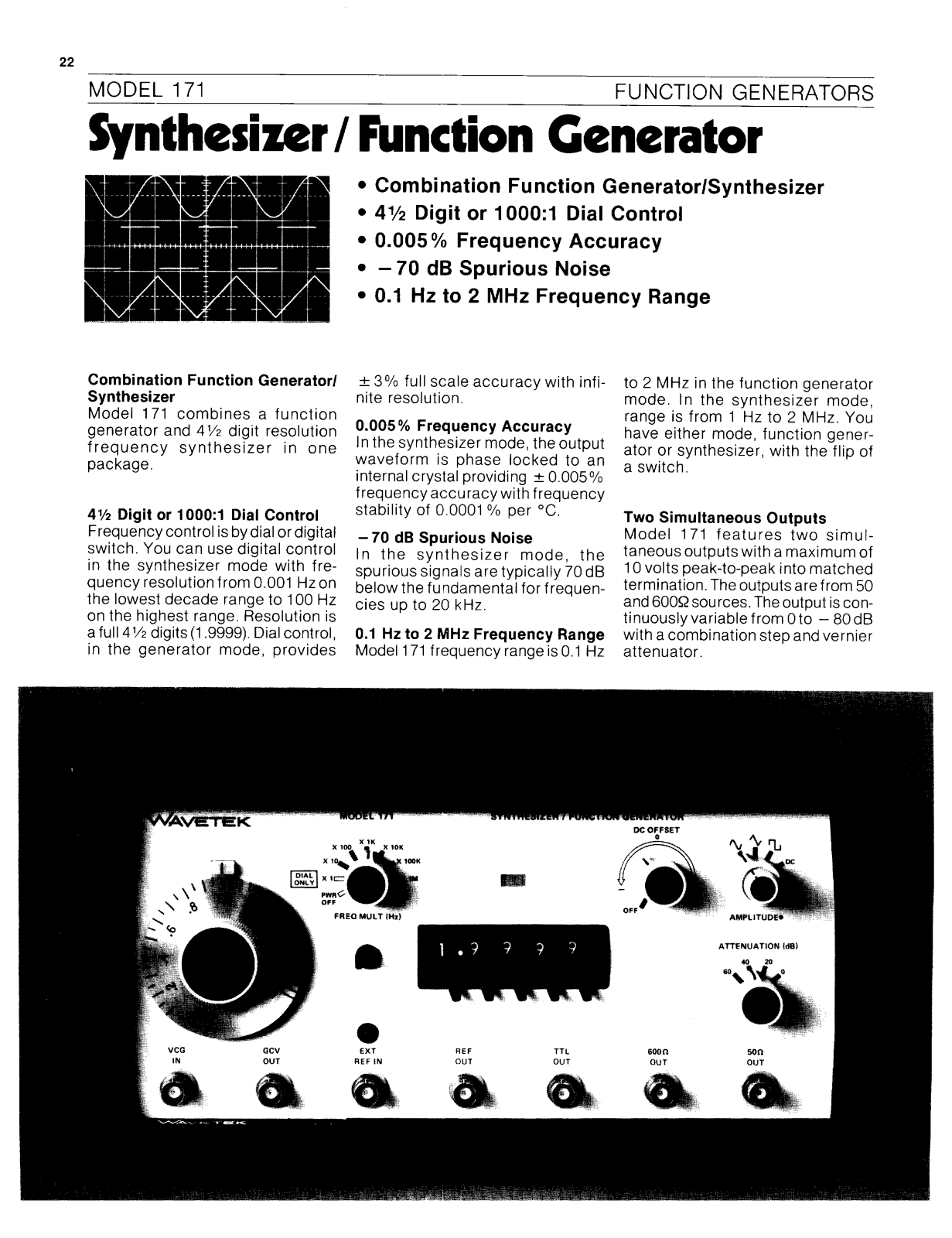 Wavetek 171 Datasheet