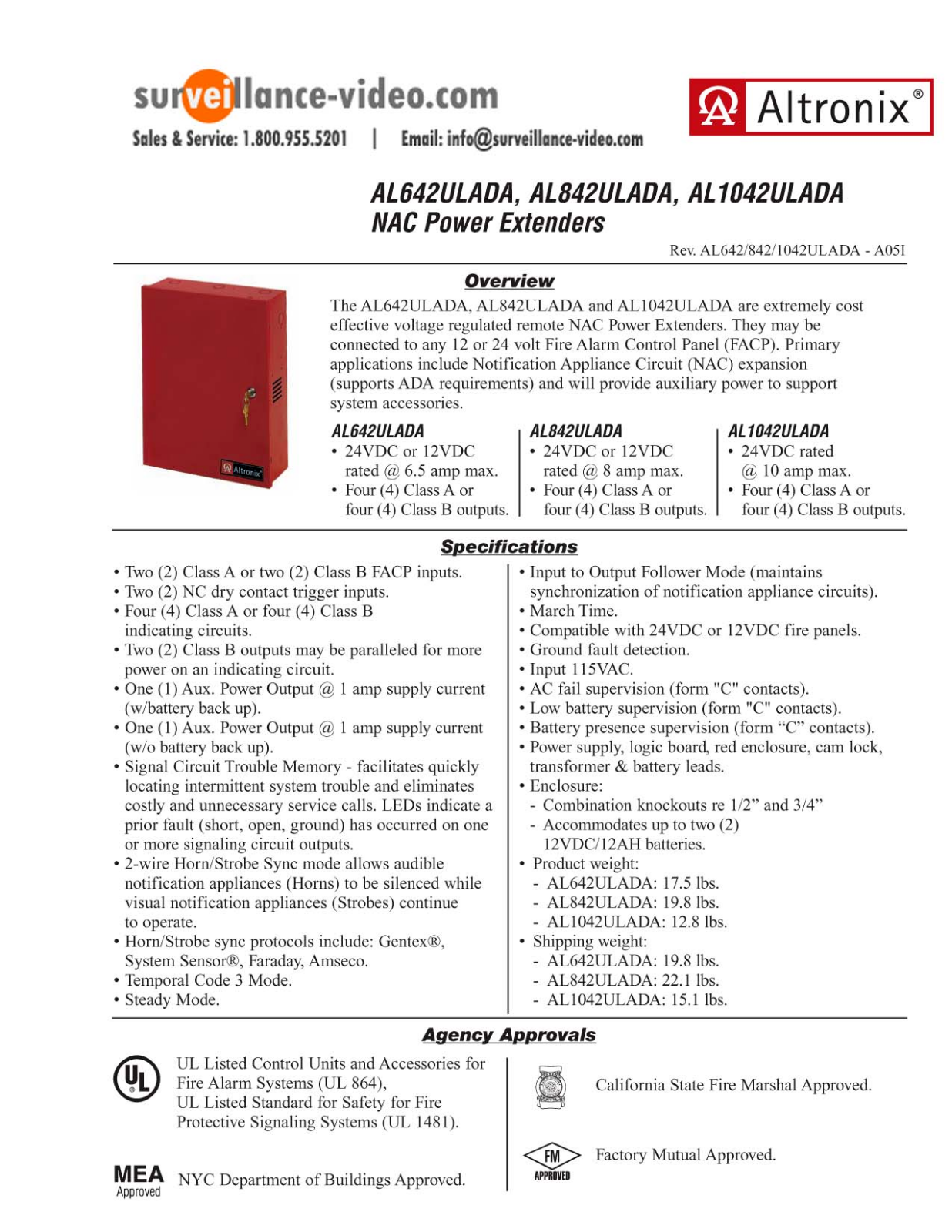 Altronix AL1042ULADA Specsheet