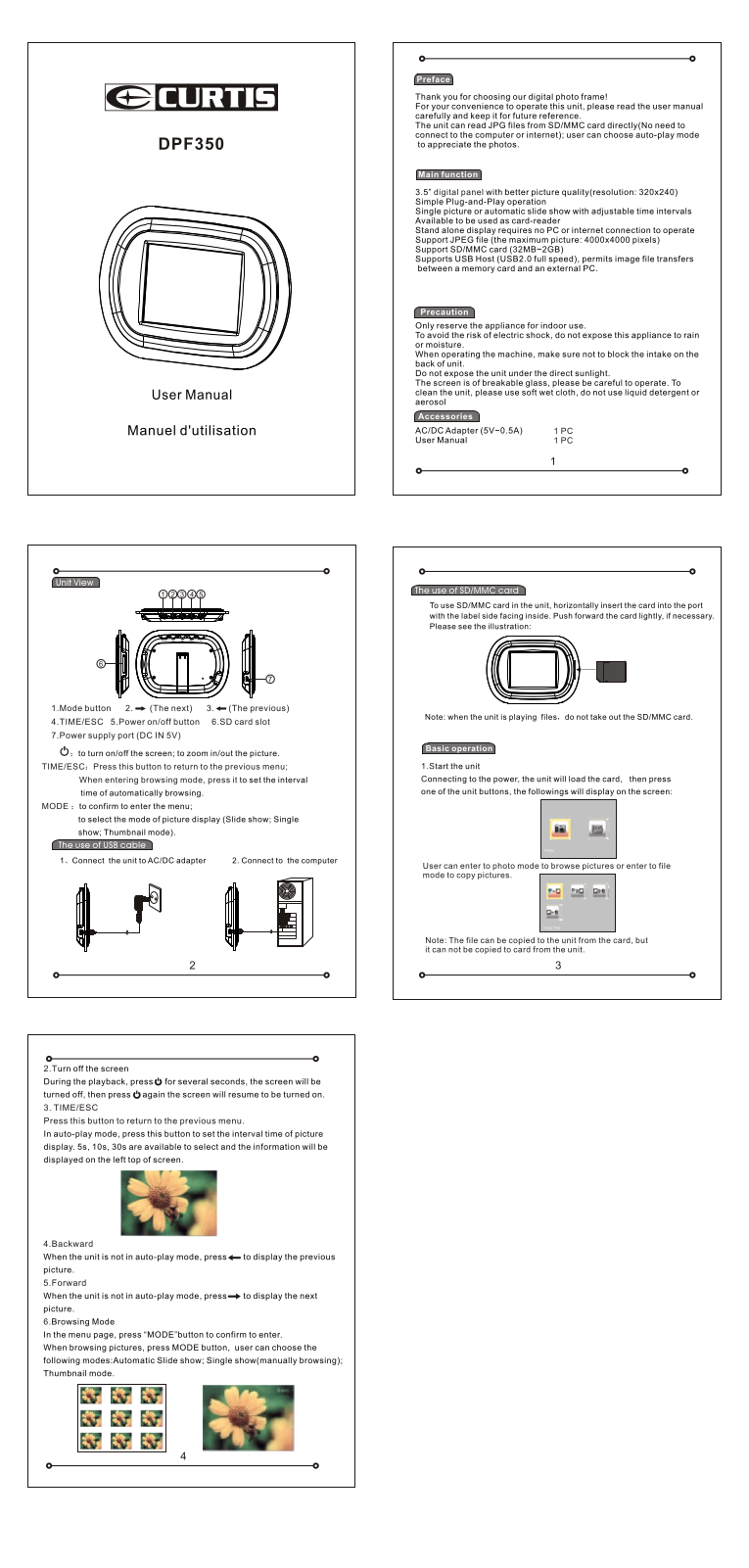 CURTIS DPF350 User Manual