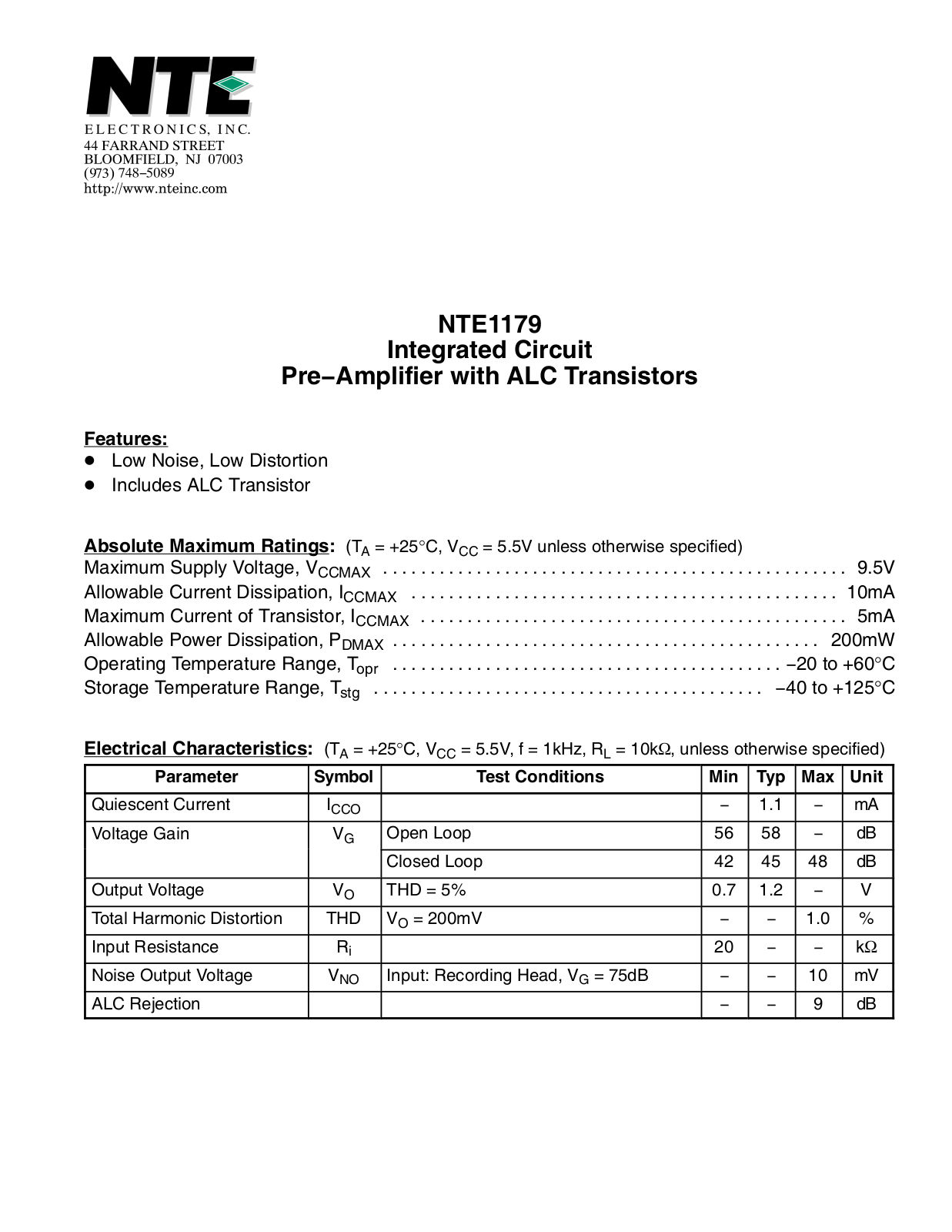 Datasheet ECG1179 Specification - ManualMachine.com