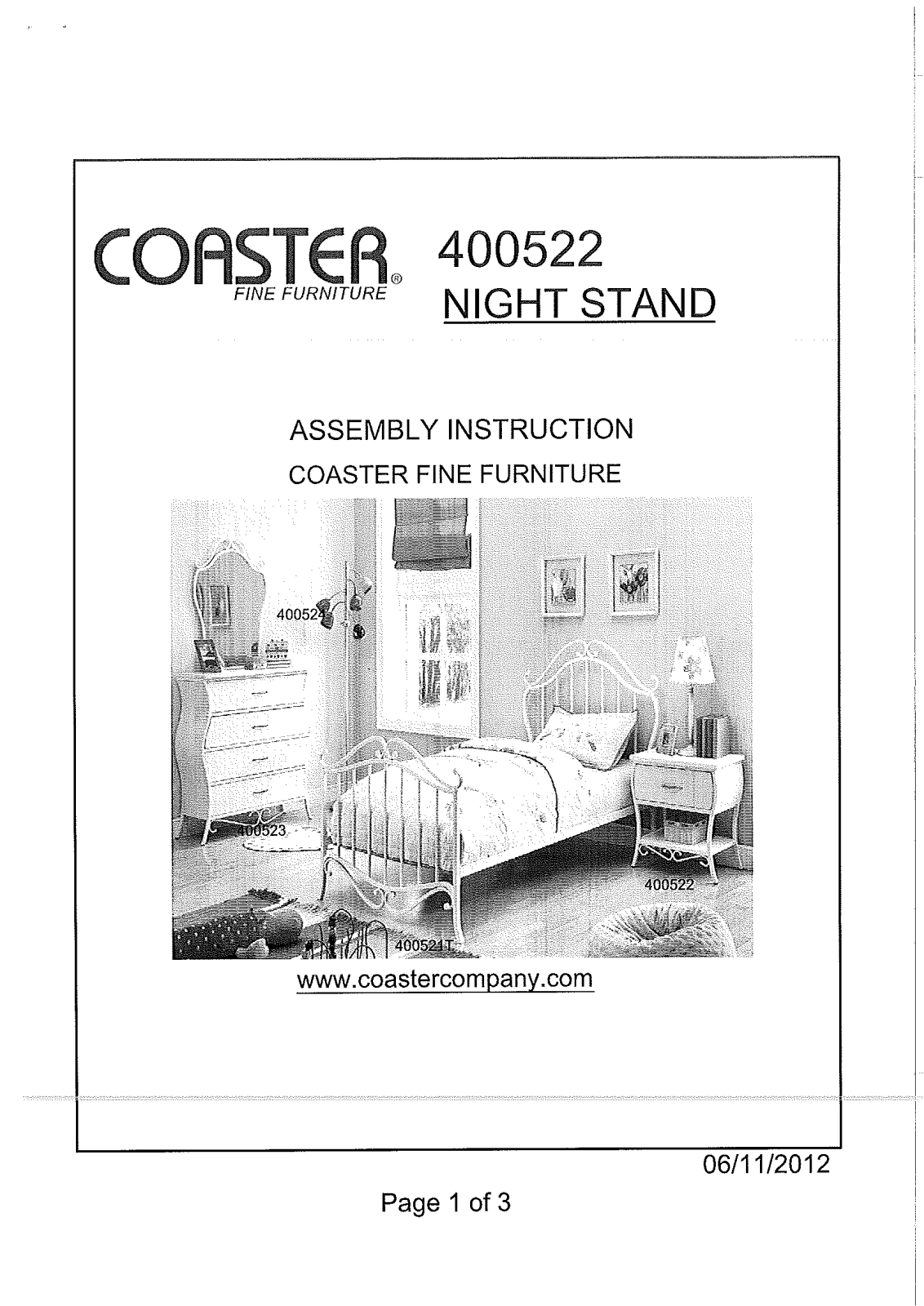 Coaster 400522 Assembly Guide - ManualMachine.com