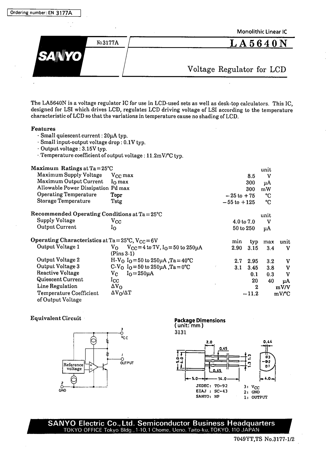 SANYO LA5640N Datasheet