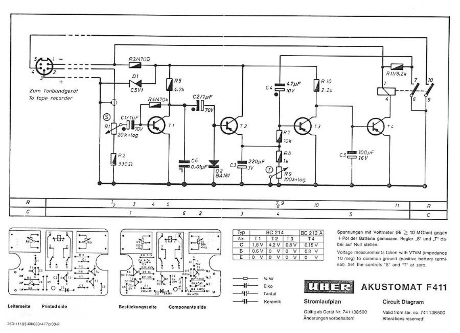 Uher F-411 Schematic