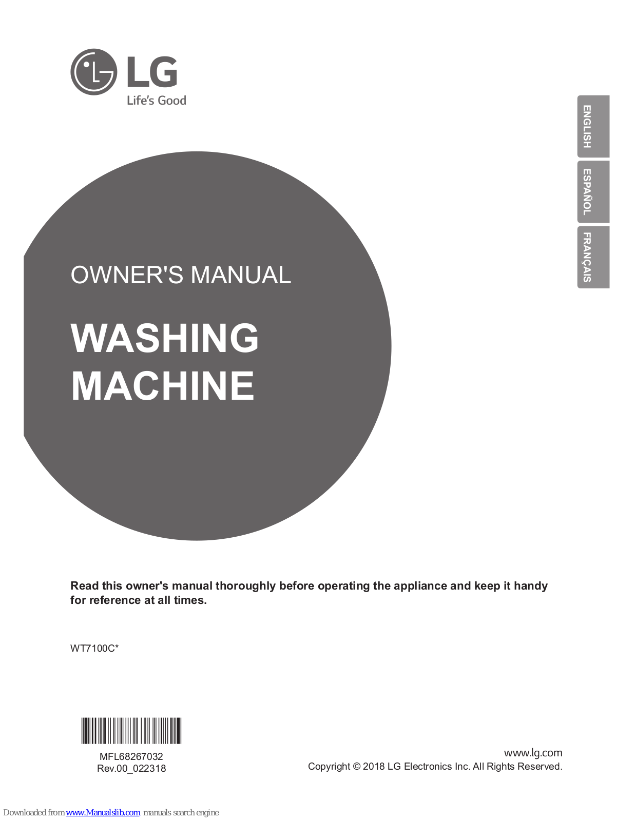 LG WT7100C Series Owner's Manual