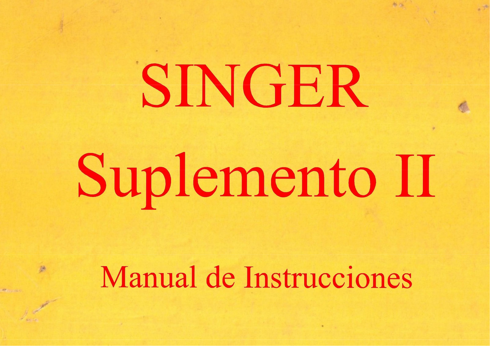 Singer Suplemento II User Manual